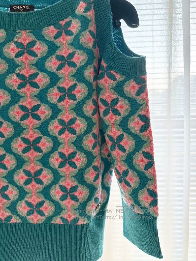 Chanel Chanel Colourful knitted off-the-shoulder long sleeves Size XXS / US 00 / IT 34 - 4 Thumbnail