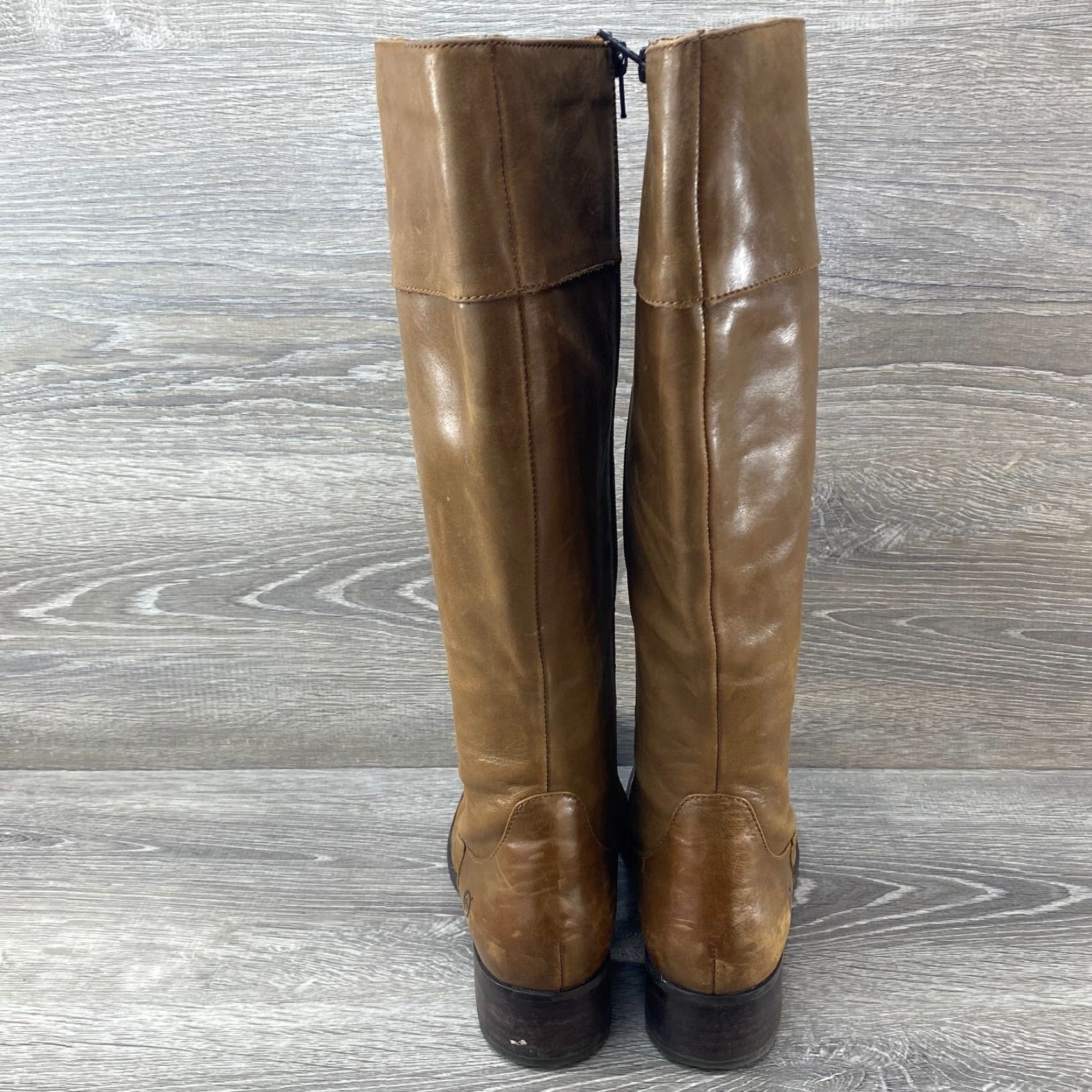 Born Born Brown Leather Knee High Pull On Tall Riding Boots Side Zipper Womens SZ 7 M Size US 7 / IT 37 - 6 Thumbnail