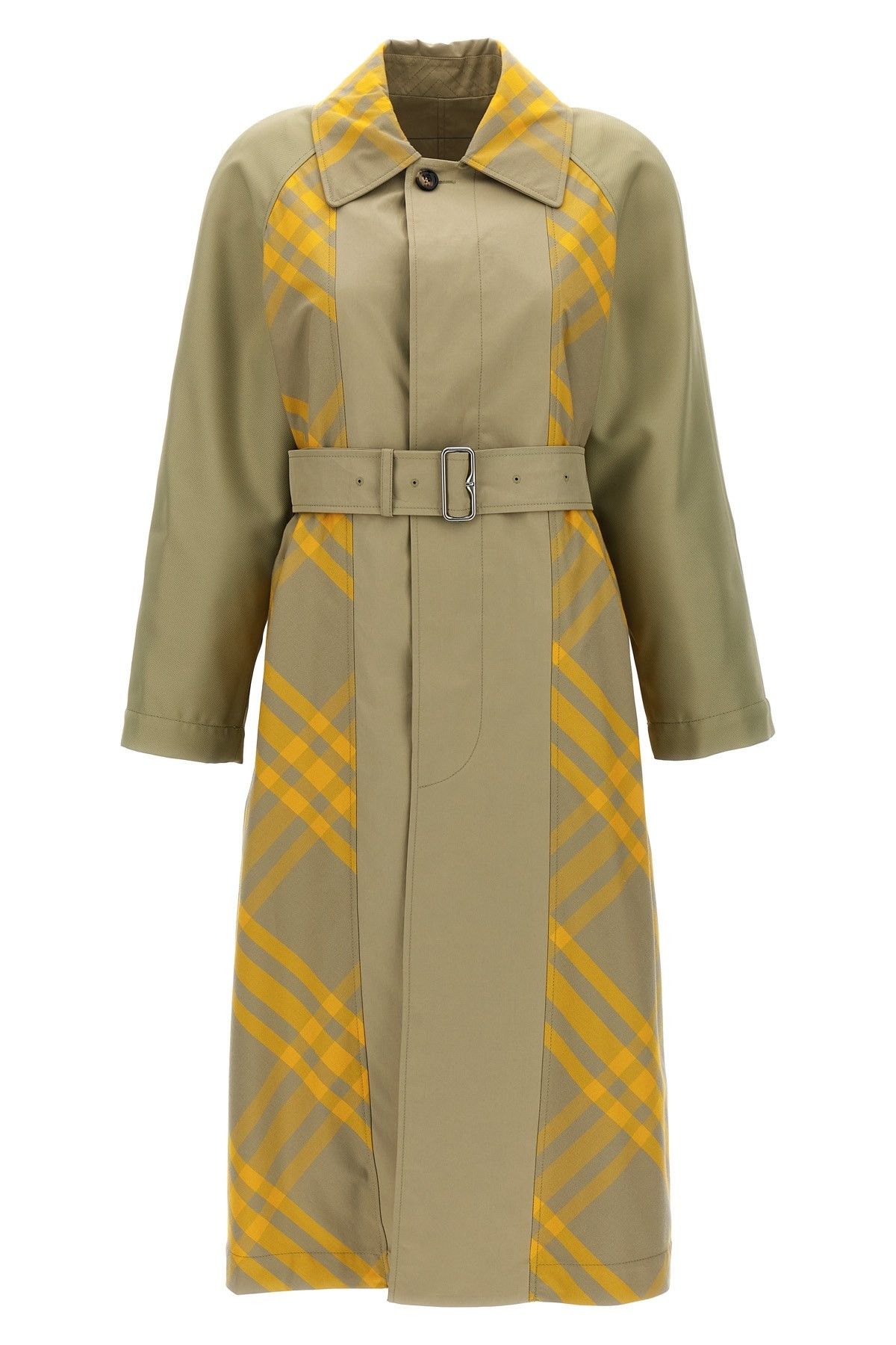 image of Burberry Check Insert Trench Coat in Beige, Women's (Size XS)