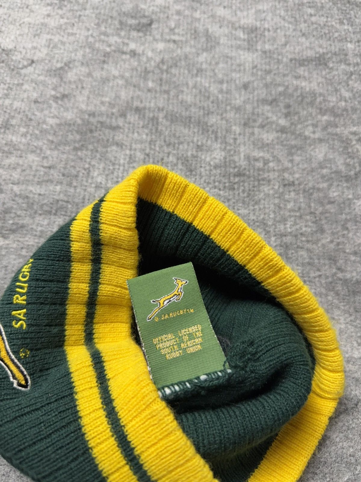 Vintage 00s South Africa Rugby Springboks Knit Beanie Green Yellow Size ONE SIZE - 6 Thumbnail