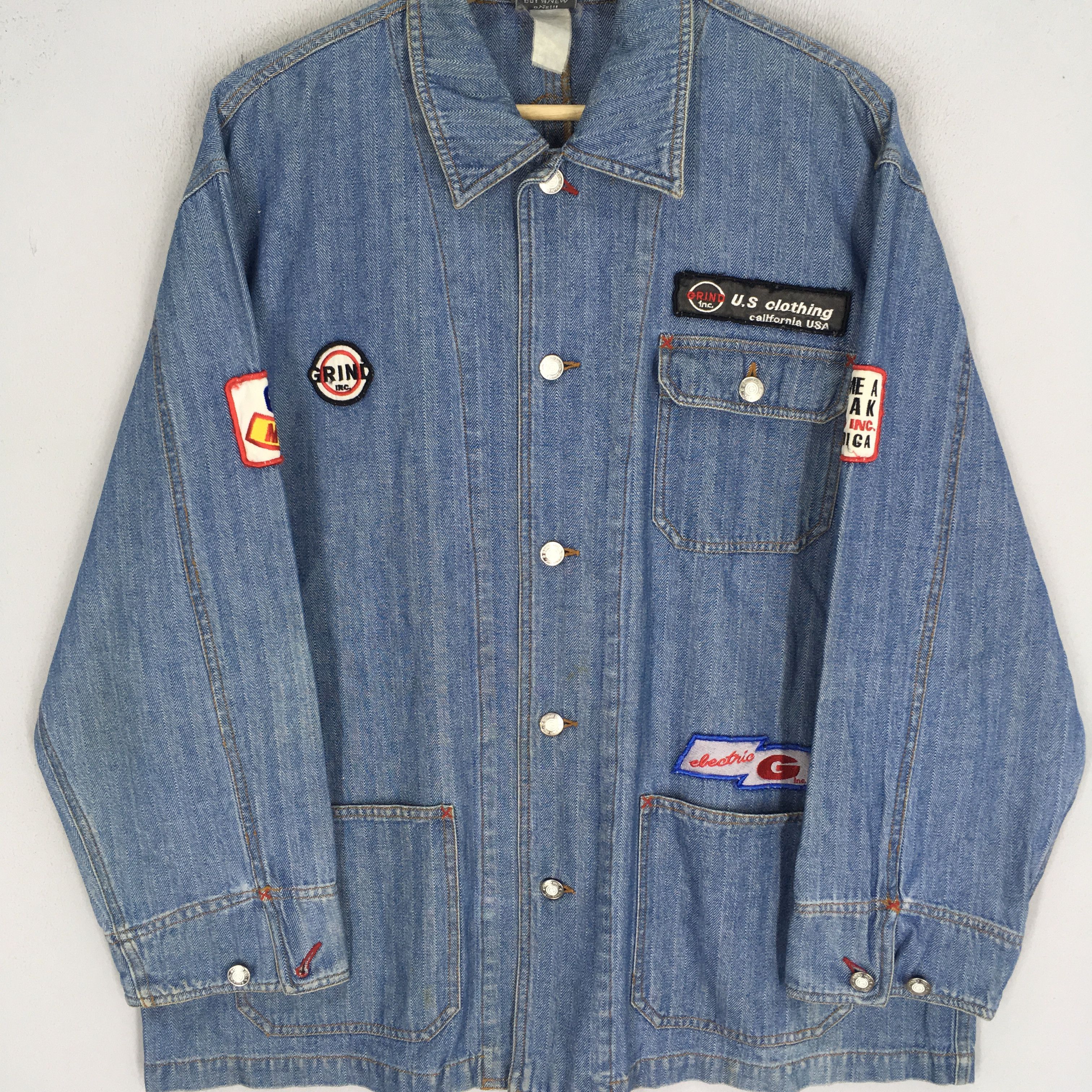Sex Skateboards Vintage 90's Grind Inc. Skateboard Denim Jacket Santa Cruz Size US L / EU 52-54 / 3 - 3 Thumbnail