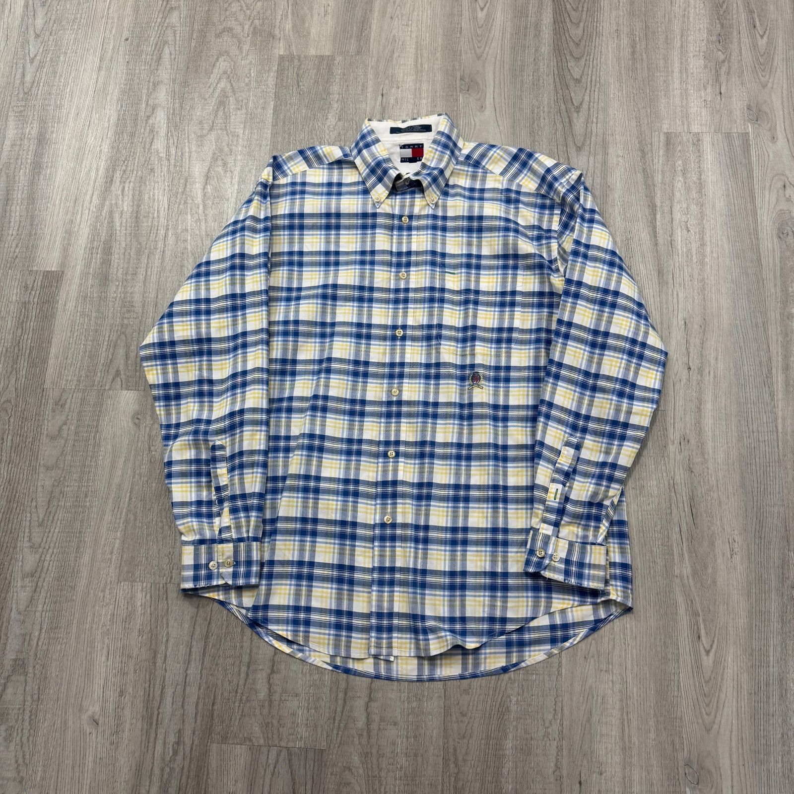 Tommy Hilfiger Vintage Tommy Hilfiger Button Shirt Medium Blue Yellow Plaid Size US M / EU 48-50 / 2 - 2 Thumbnail