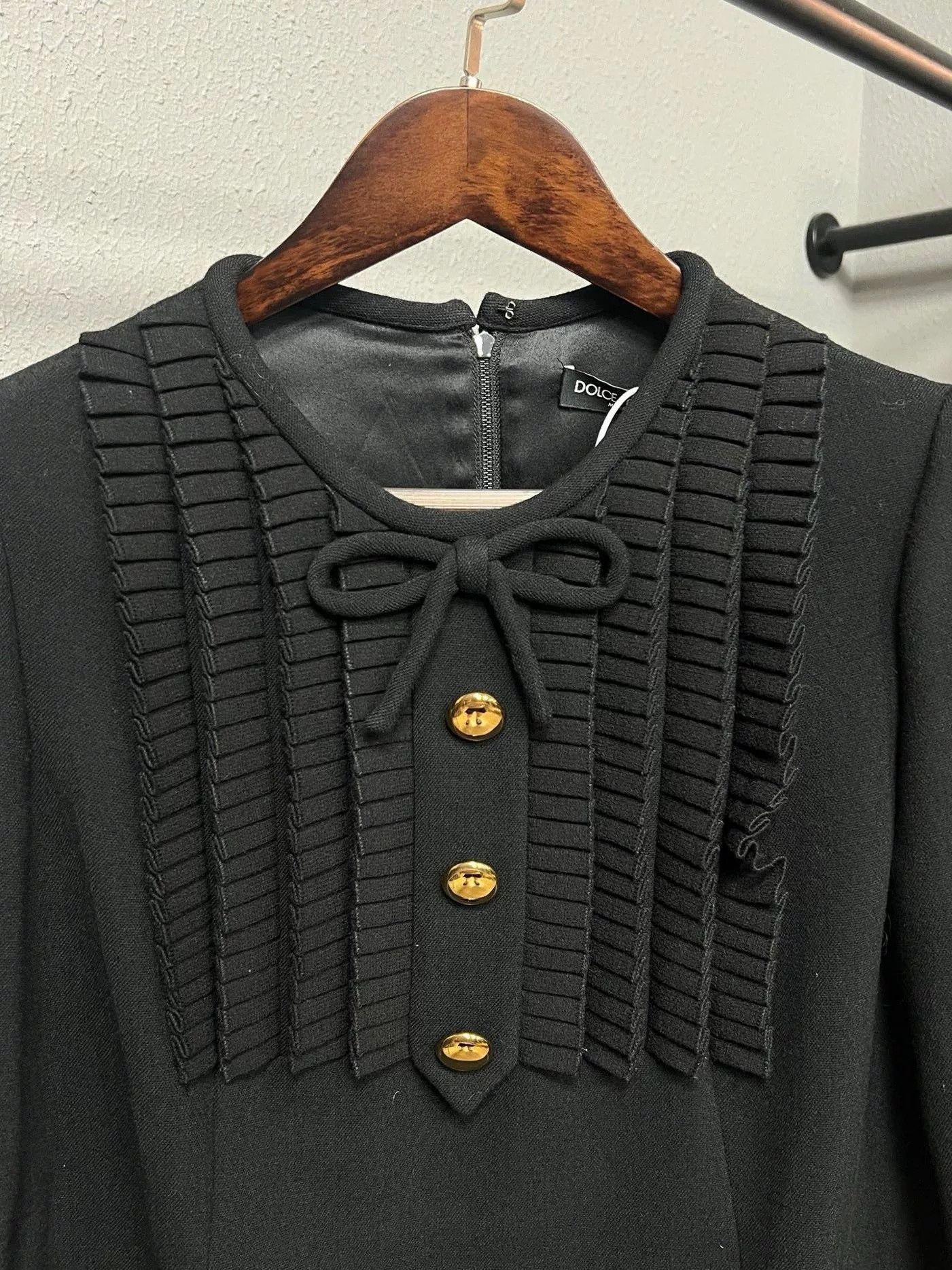 Dolce & Gabbana D&G Runway Gold Button French Collar Dress Size US 7 / EU 40 - 3 Thumbnail