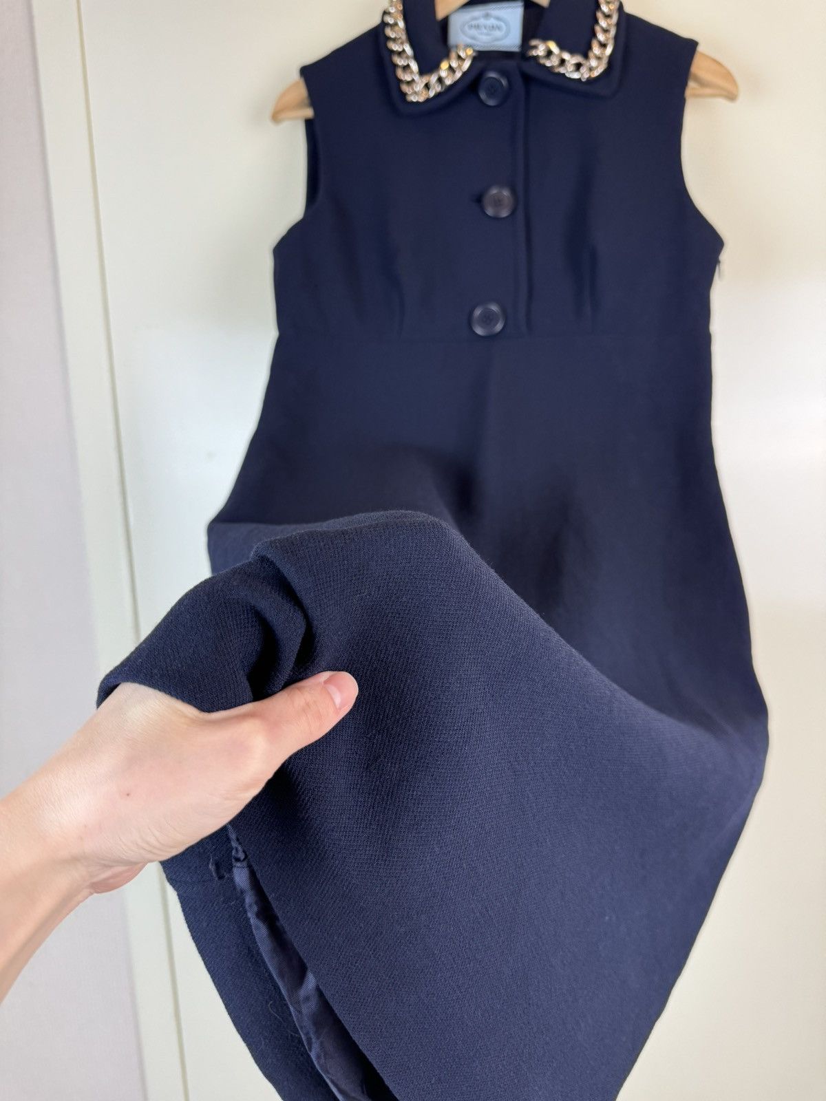 Prada Prada Wool blue midi dress gown evening casual chain collar Size M / US 6-8 / IT 42-44 - 5 Thumbnail