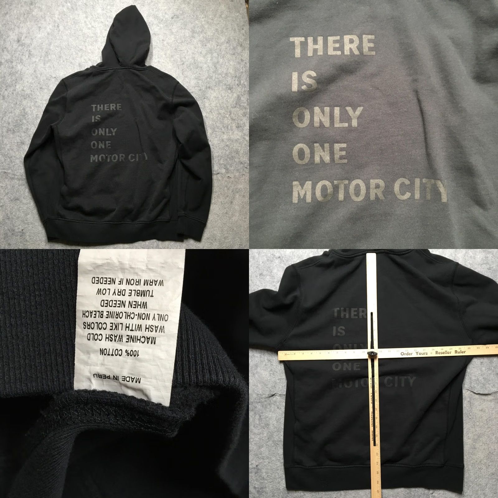 Vintage Greyson Hoodie Mens M Black Pullover Fleece Graphic Print City Motor City Logo Crew Neck Long Sleeve Pockets Size US M / EU 48-50 / 2 - 8 Thumbnail