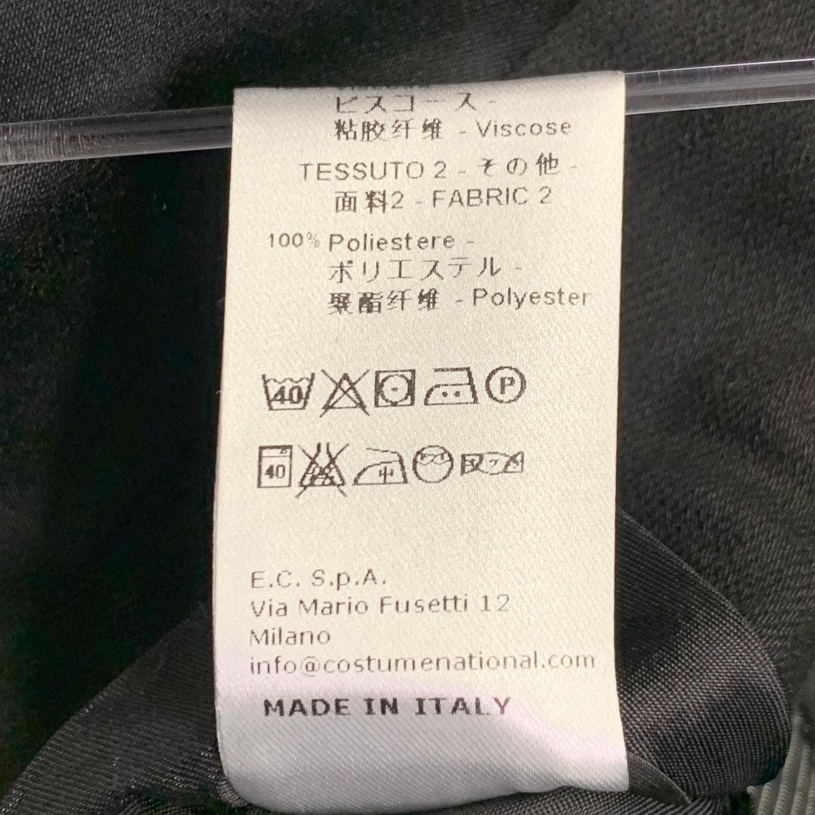 Costume National CoSTUME NATIONAL Black Cotton Blend Peak Lapel Sport Coat Size 36R - 11 Thumbnail