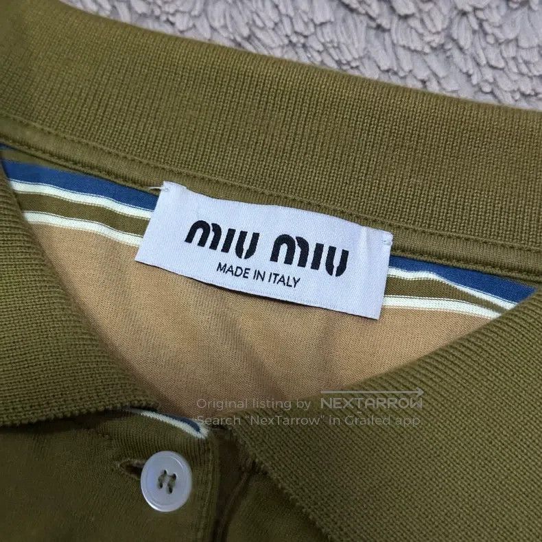 Miu Miu Miu Miu Size XL Yellow-green-brown striped polo Size US XL / EU 56 / 4 - 5 Thumbnail