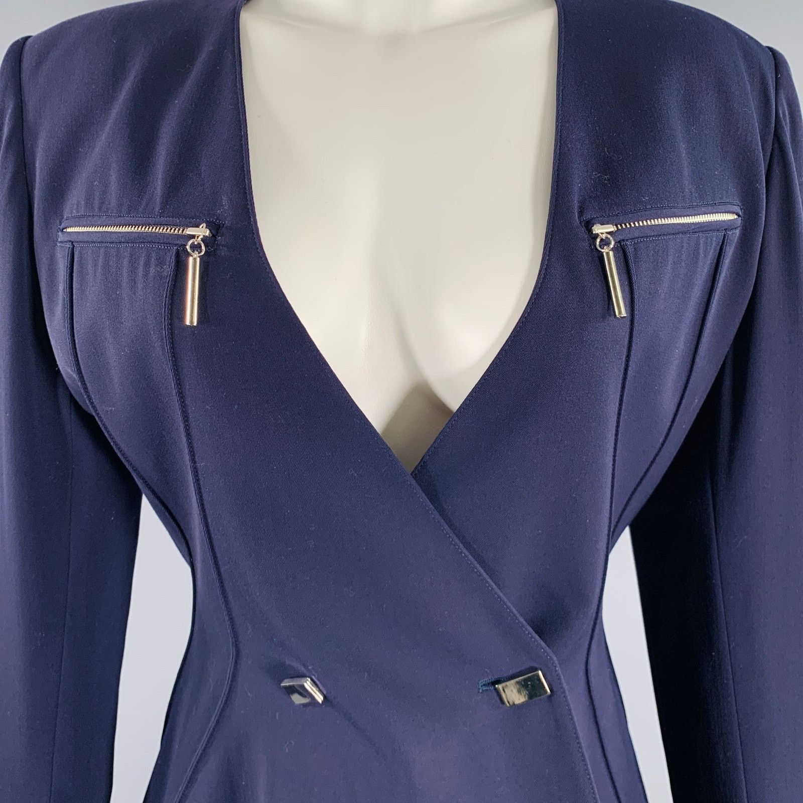Claude Montana CLAUDE MONTANA Size S Purple Wool Shoulder Pads Jacket Size S / US 4 / IT 40 - 2 Thumbnail