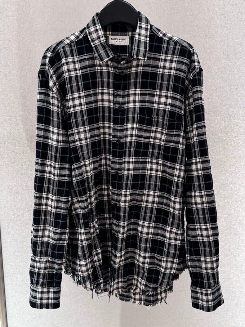 Saint Laurent Paris Saint Laurent Paris Black and white pleated plaid shirt 250 Size US XXS / EU 40 - 1 Thumbnail