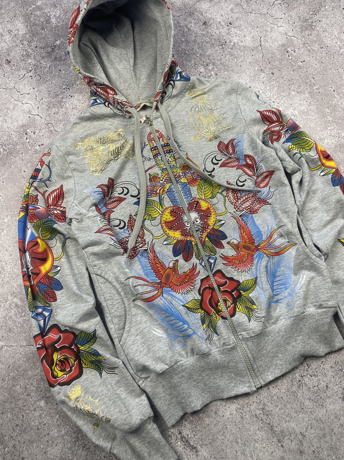 Christian Audigier × Ed Hardy × Vintage Christian Audigier by Ed Hardy zip Hoodie Stussy Evisu cross Size M / US 6-8 / IT 42-44 - 2 Thumbnail