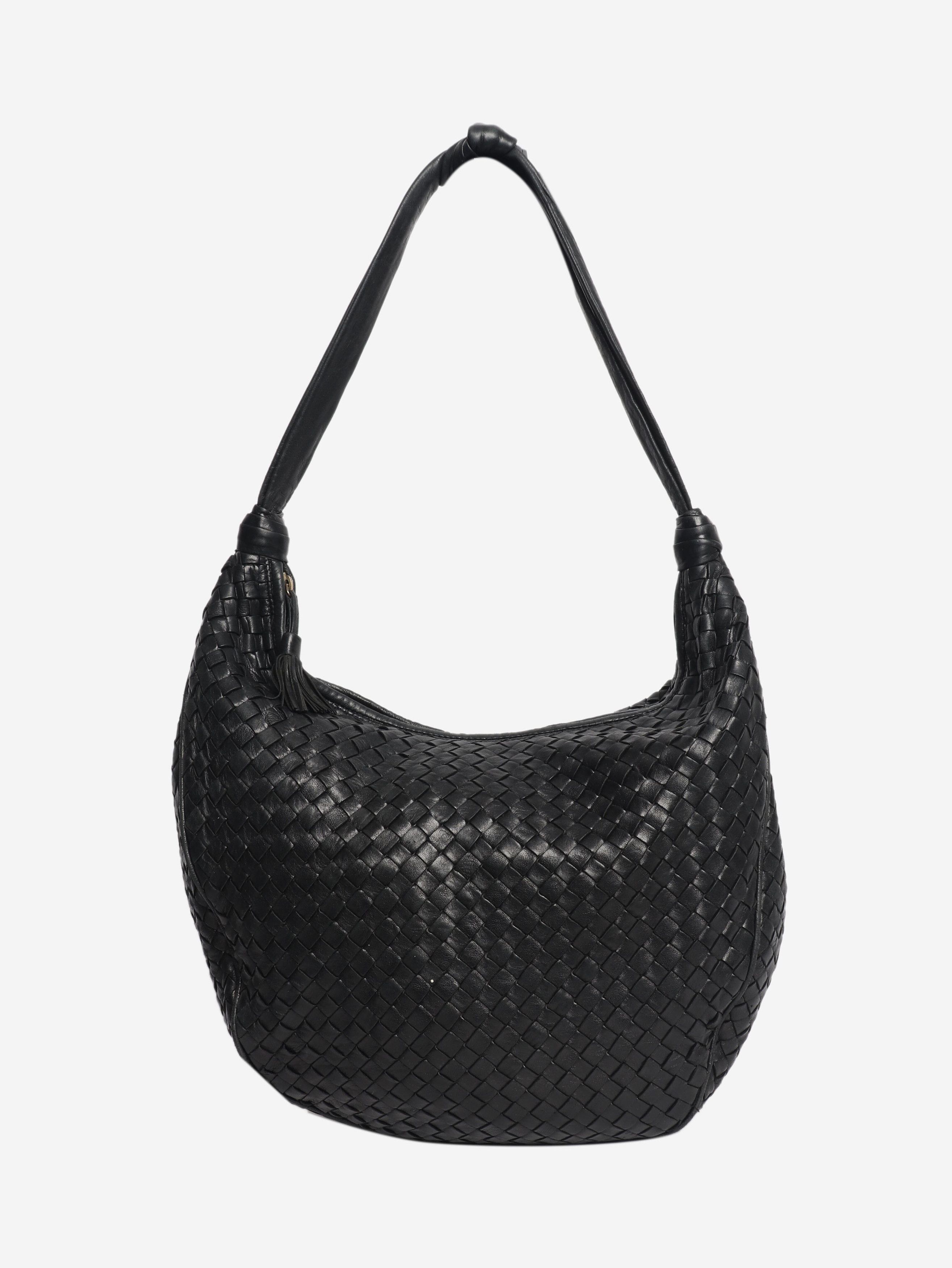 Black Intrecciato Hobo Bag, Women's