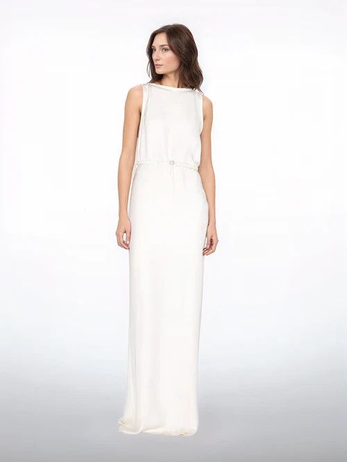 Gucci o1B3y1r0526 Long Silk Cady Dress in White Size M / US 6-8 / IT 42-44 - 1 Thumbnail