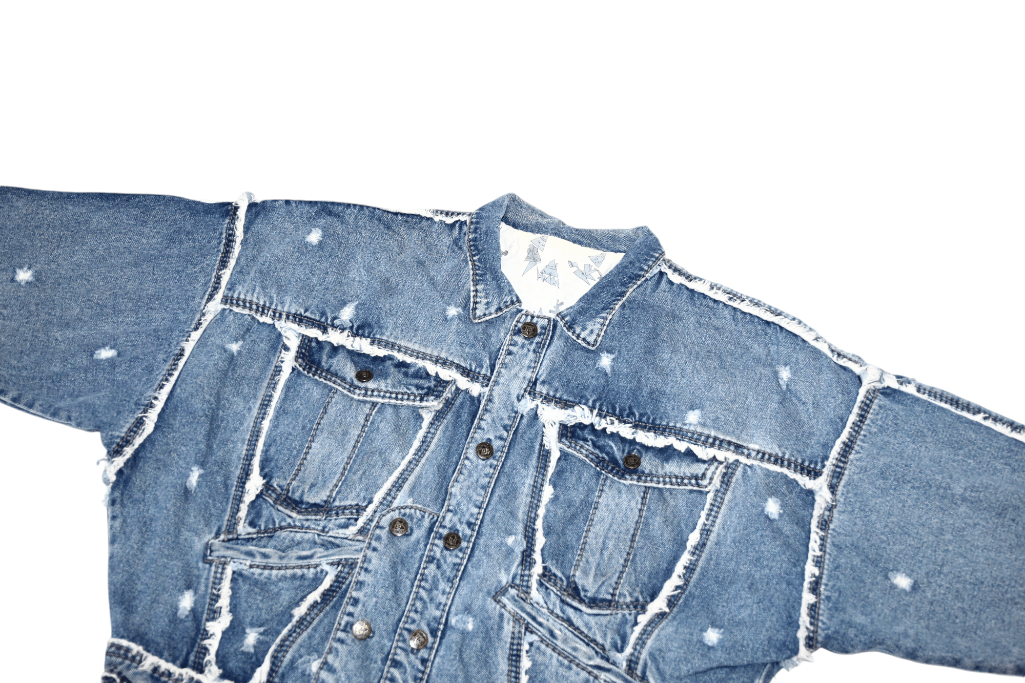 Japanese Brand ARCHIVE 80's NO! Jeans by Claude Attias Fringed Baggy Jacket Size US M / EU 48-50 / 2 - 8 Thumbnail