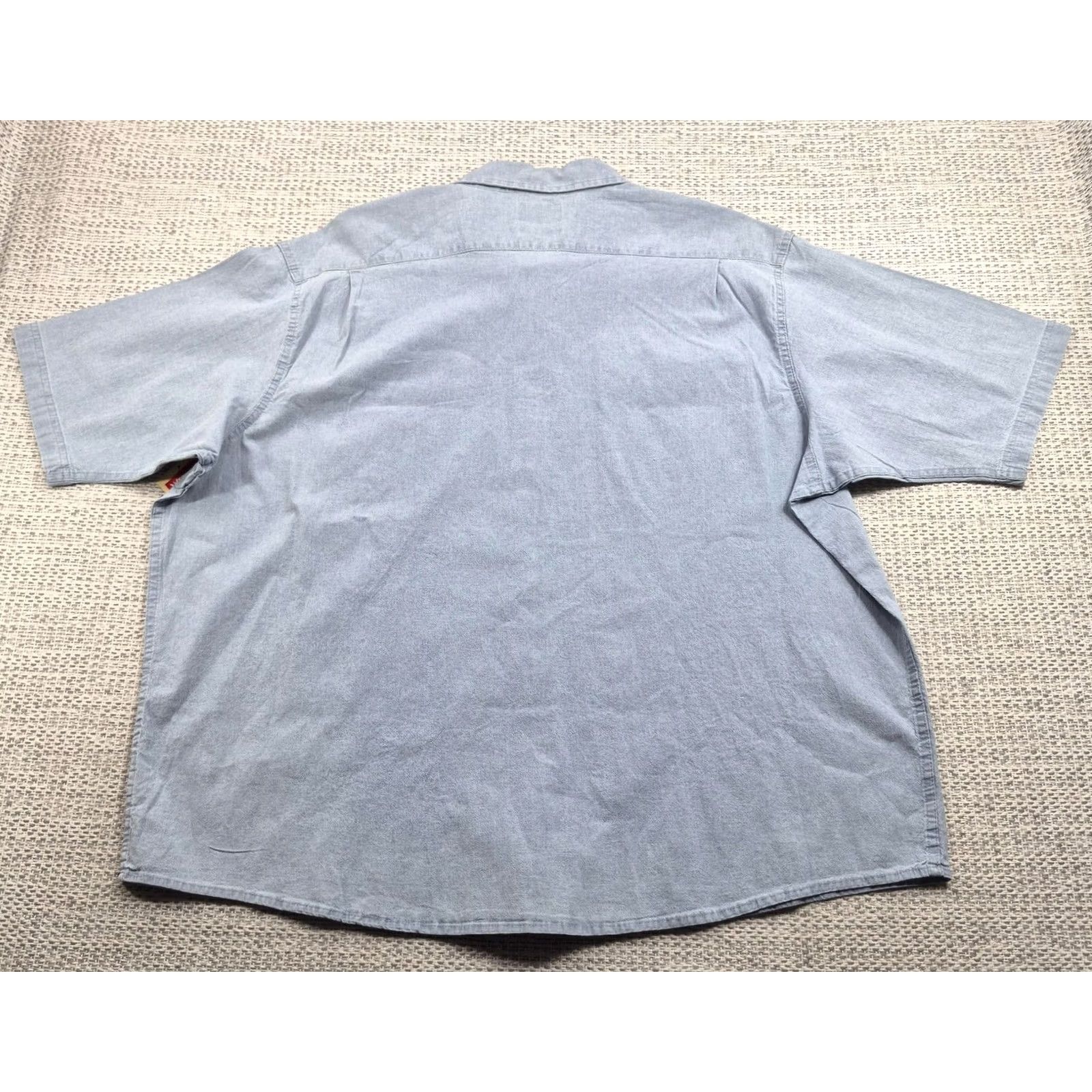 Wrangler Wrangler Button-Up Shirt Mens 3XL Blue Chambray Short Sleeve Relaxed Fit Size US XXL / EU 58 / 5 - 7 Thumbnail