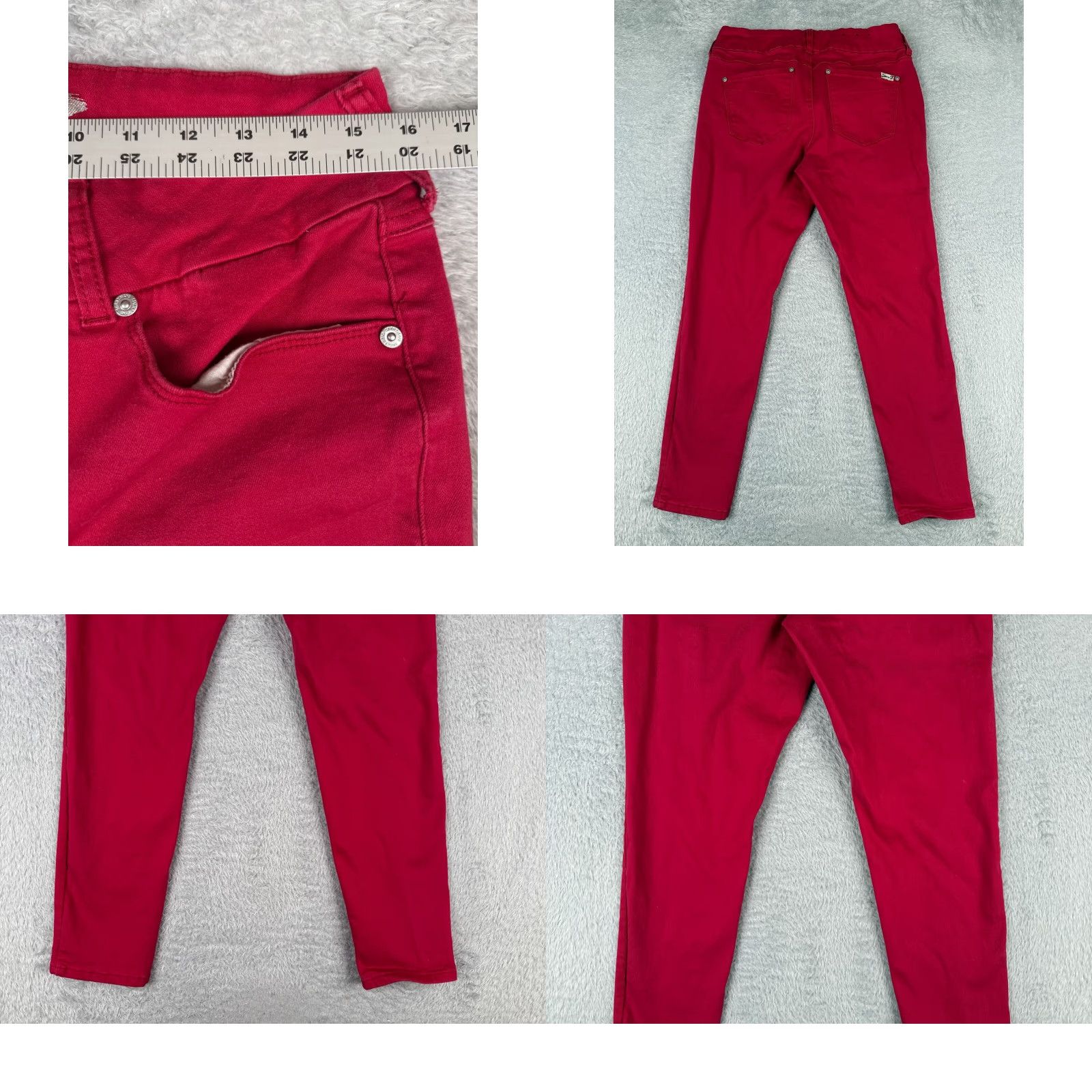 Vintage Seven7 Jeans Women 14 Red Denim Skinny Mid Rise 31x28 Cotton Blend Slimming 5-Pocket Design Button Zipper Vintage No Size 36" / US 14 / IT 50 - 9 Thumbnail