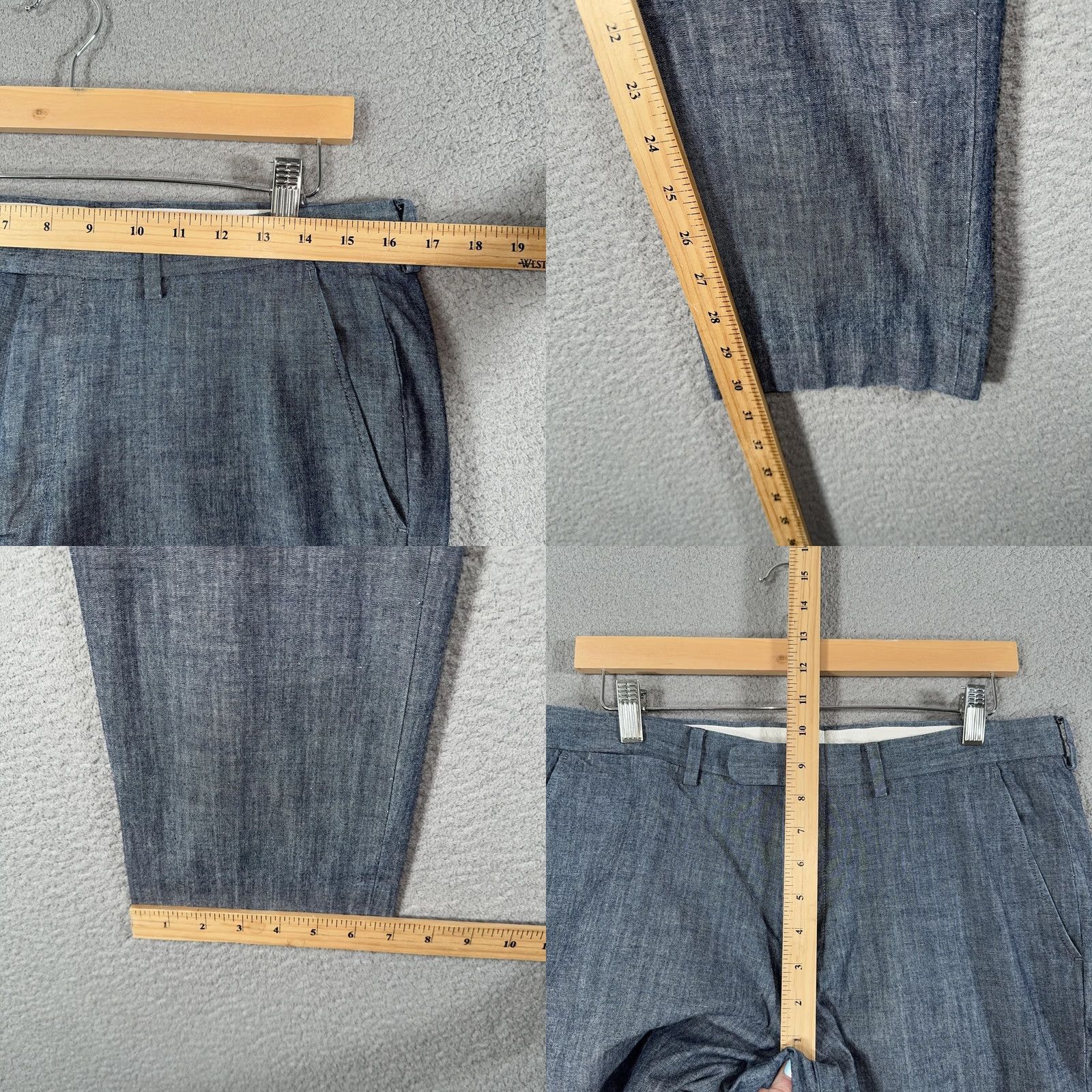 J.Crew J.Crew Bowery Slim Cone Denim Pants Mens 32x30 Blue Chino Chambray Slim Fit Tapered Flat Front Pockets 100% Cotton Casual Size US 32 / EU 48 - 8 Thumbnail