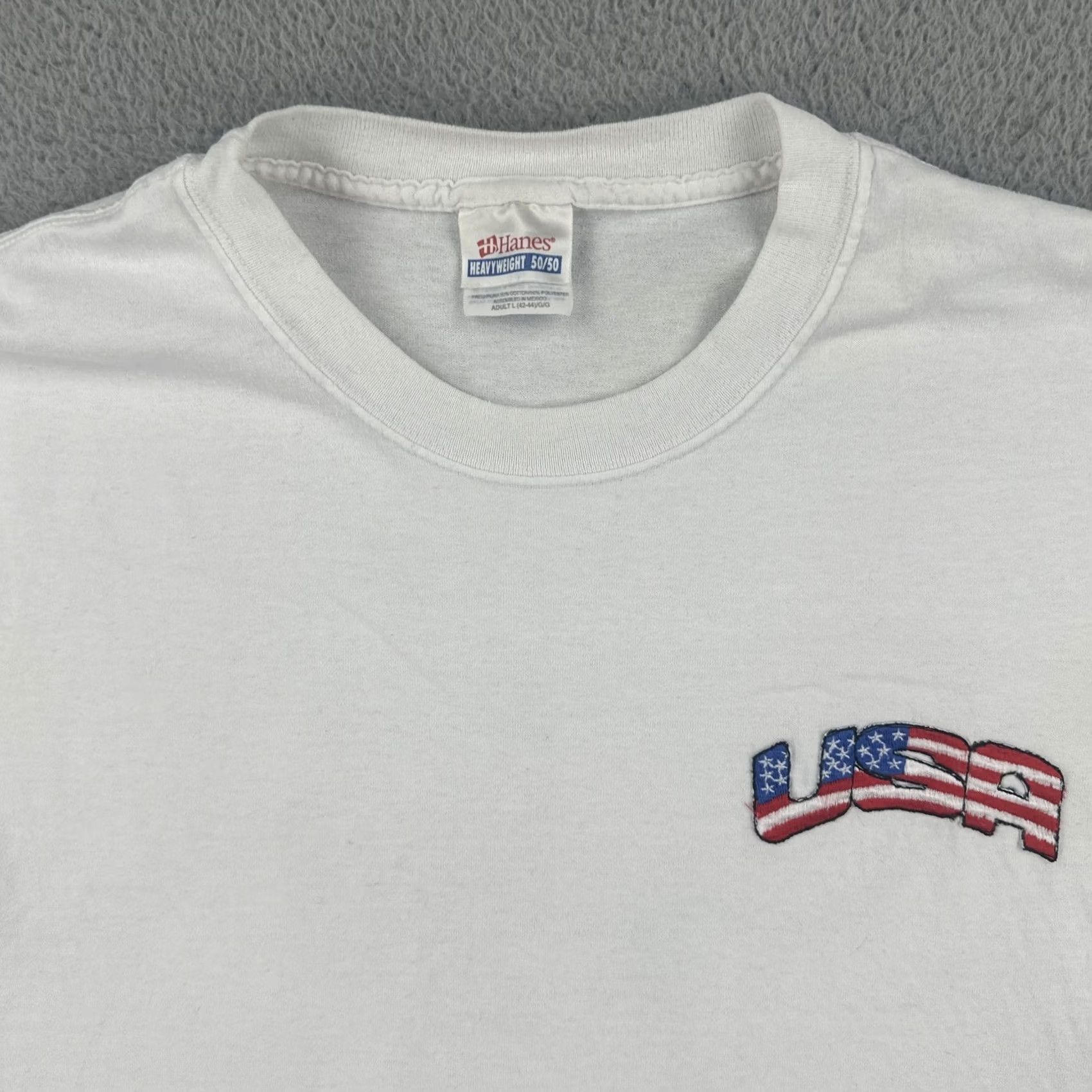 Hanes VINTAGE Hanes T Shirt Large White God Bless America 9-11-01 USA Patriotic Size US L / EU 52-54 / 3 - 6 Thumbnail