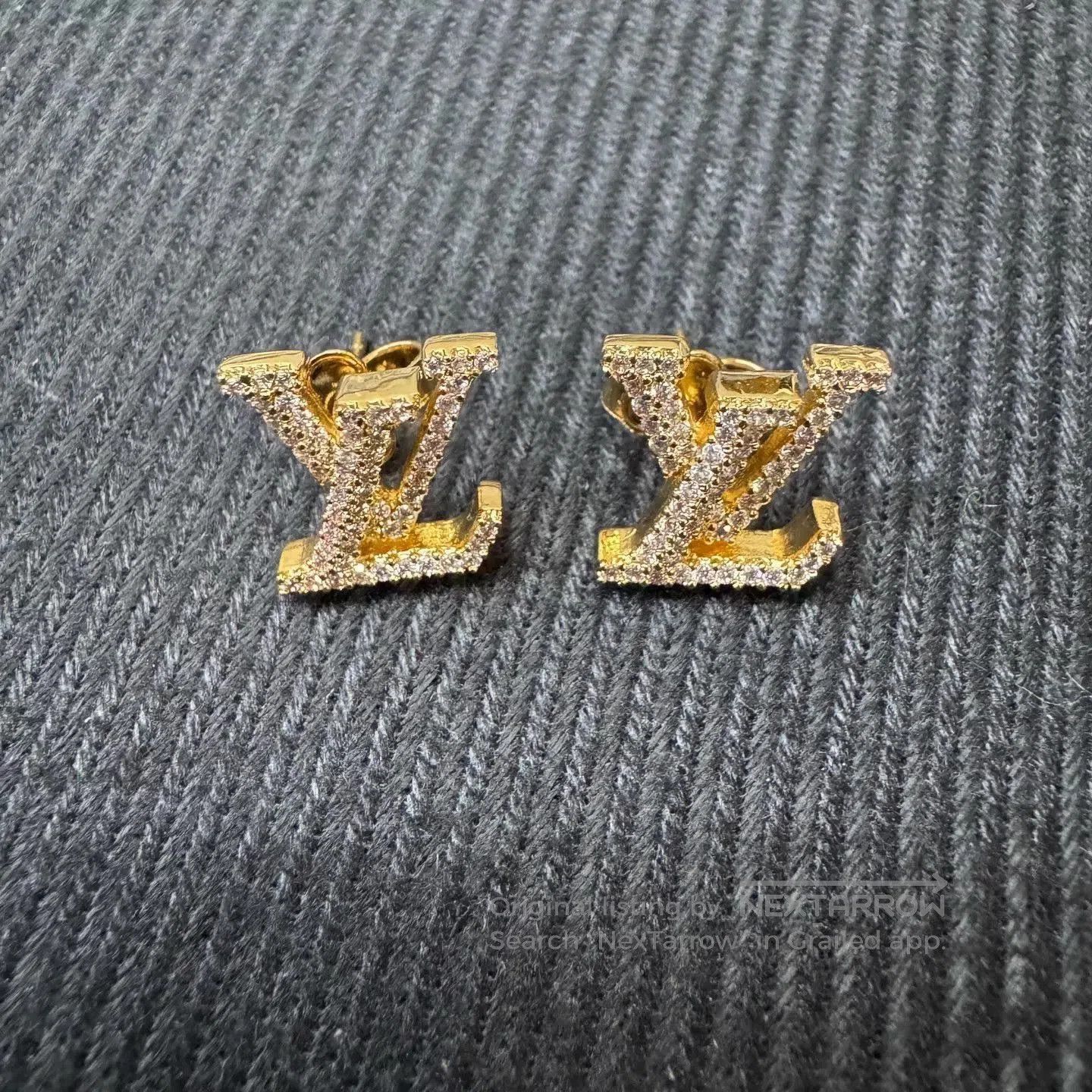 Louis Vuitton Gold Rhinestone Initial Stud Earrings. Size ONE SIZE - 1 Thumbnail