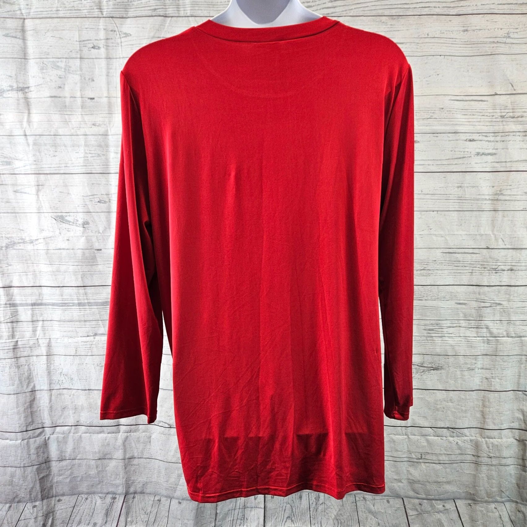 Vintage Lily by Firmiana Womens Top 3XL Solid Red Twisted Front Long Sleeve Shirt Blouse Womens Men? (No) Size XXL / US 16-18 / IT 52-54 - 4 Thumbnail