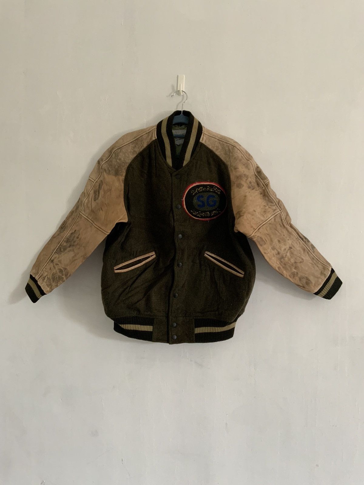 Genuine Leather Vintage Silk Road Wool Leather Rusty Varsity Jacket Size US M / EU 48-50 / 2 - 1 Thumbnail