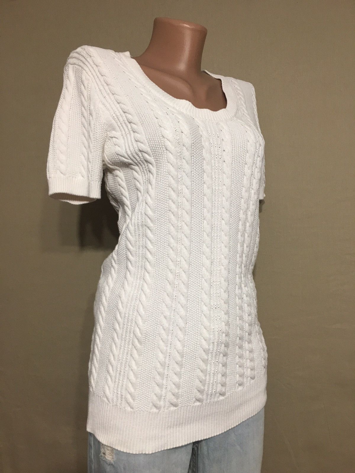Burberry BURBERRY London Ivory Knit Cotton Shortsleeved Jumper Sz M Size M / US 6-8 / IT 42-44 - 4 Thumbnail