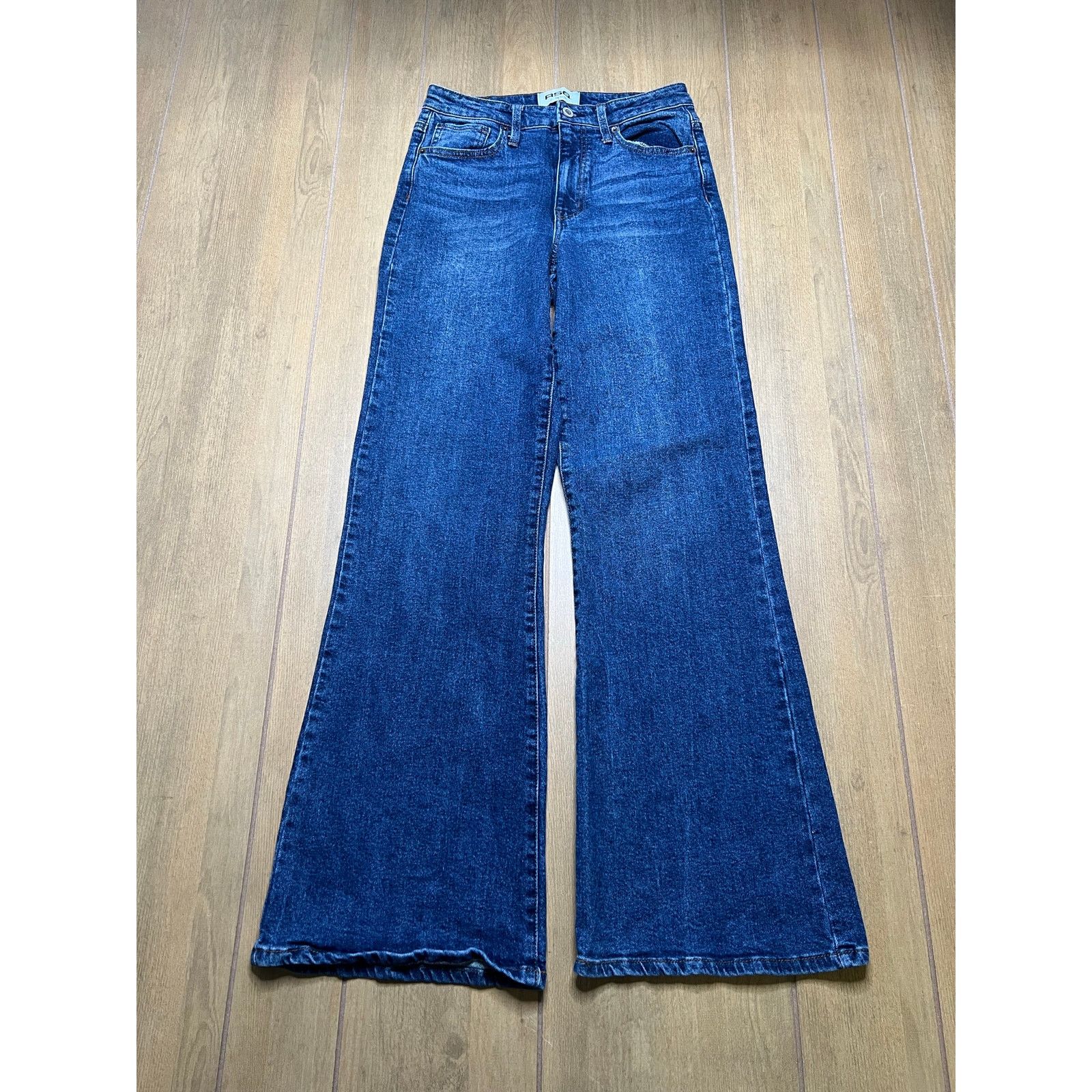 Rsq RSQ High Rise Flare Jeans Womens Size 27 Blue Stretch Denim Size 27" / US 4 / IT 40 - 2 Thumbnail