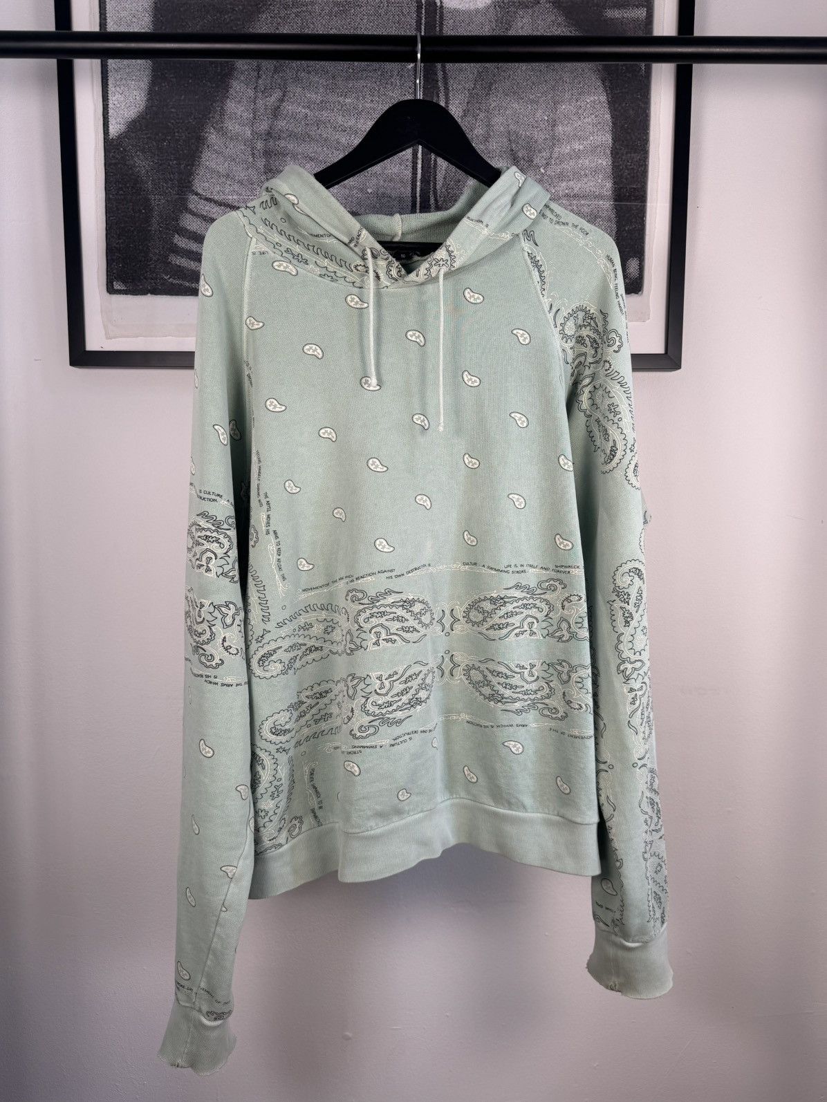 Raf Simons 🚭ARCHIVE GRAIL🚭 F/W 2004-2005 "WAVES" SEAFOAM PAISLEY HOODIE Size US XL / EU 56 / 4 - 6 Thumbnail