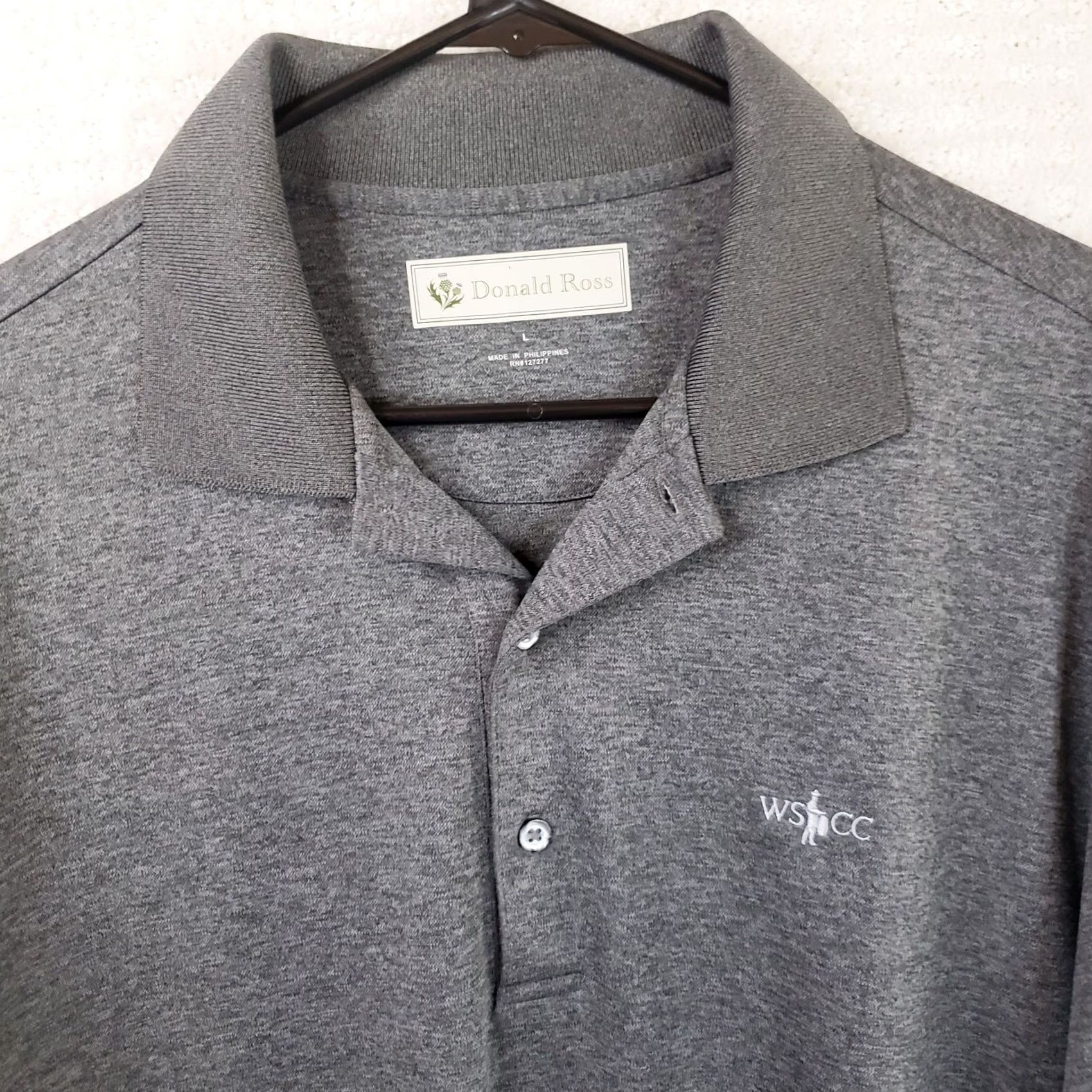 Vintage Donald Ross Long Sleeve Polo Mens L Gray Shirt Regular Fit Embroidered Logo Golf Casual Performance Shirt WSCC Size US L / EU 52-54 / 3 - 3 Thumbnail