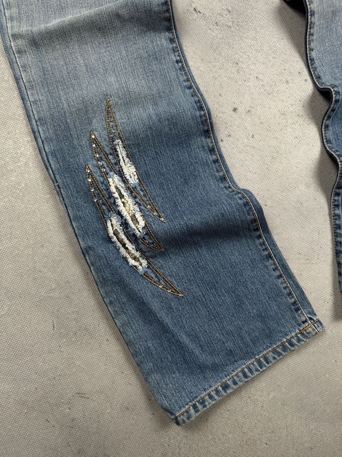 Iceberg Iceberg Distressed Rhinestone Y2K Archive Denim Jeans Italy Size 31" - 5 Thumbnail