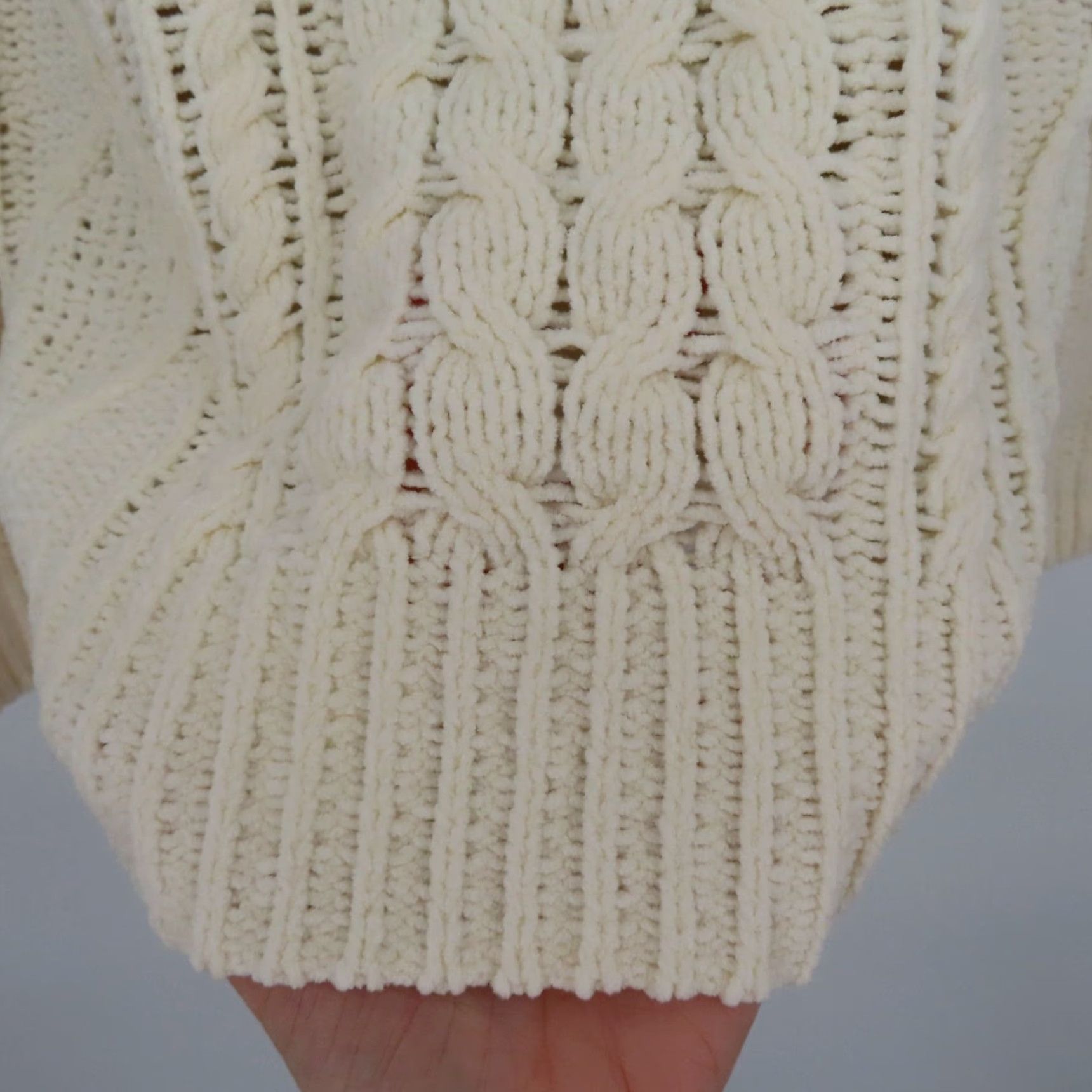 Vintage SO Juniors Small Solid Cream Cable Knit Chenille Pullover Sweater Crew Neck NEW - Women - Sweater - Regular Fit Size S / US 4 / IT 40 - 3 Thumbnail