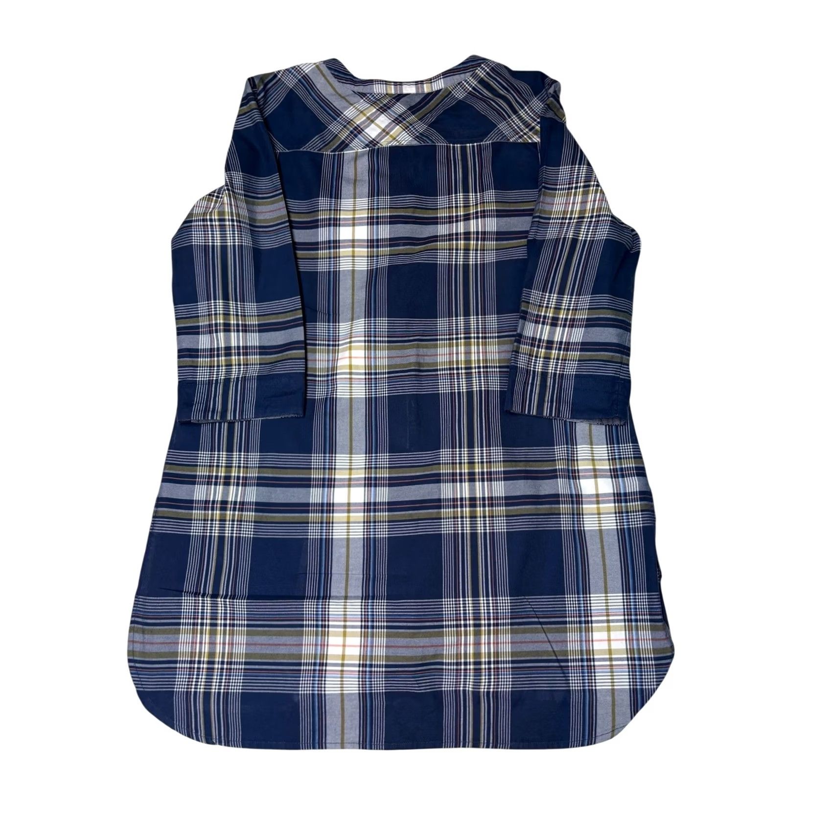 Pendleton Pendleton Tunic Blouse 3/4 Sleeve Plaid Blue White Olive Green Large Women’s Top Shirt Size L / US 10 / IT 46 - 4 Thumbnail