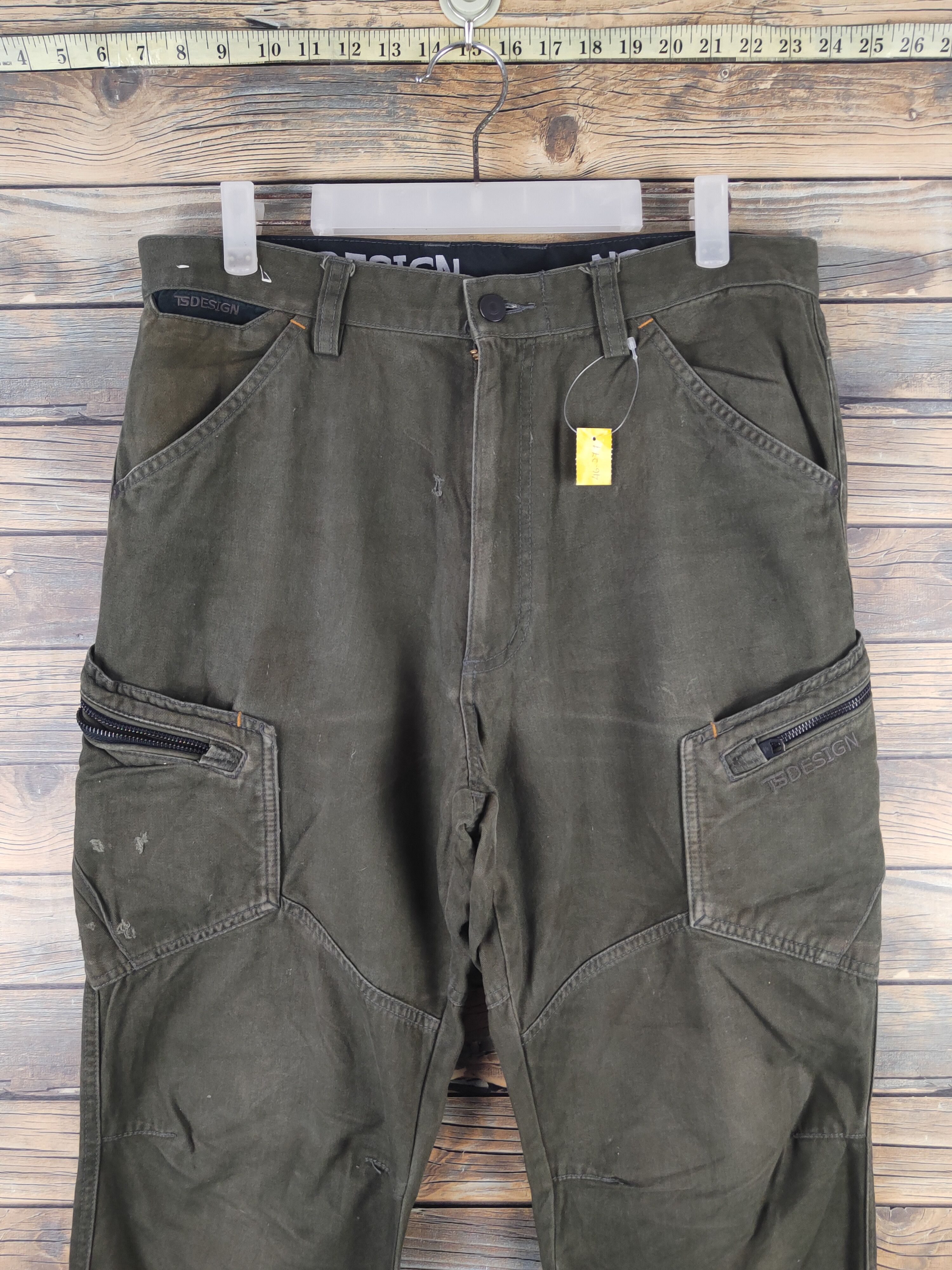 Japanese Brand DL TS Design Dark Olive Multipocket Cargo Pants #46-277T Size US 33 - 2 Thumbnail