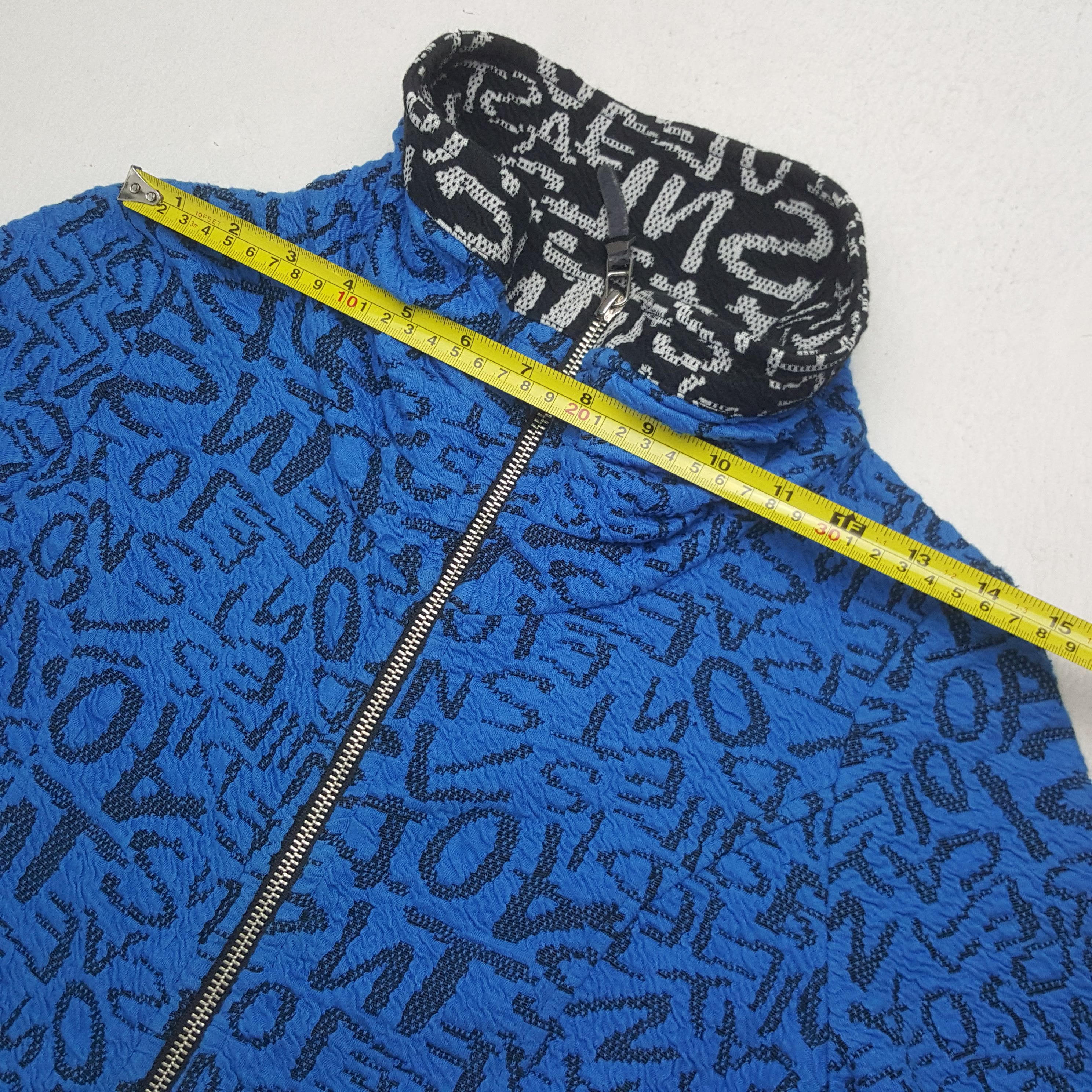 Designer Tonia Debellis Full Monogram Black Blue Zipper Jacket Size US XS / EU 42 / 0 - 5 Thumbnail