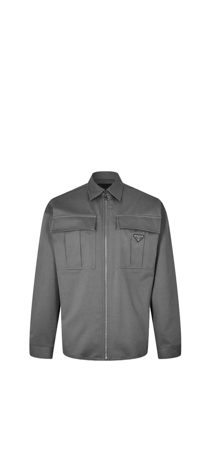 image of Prada Gabardine Overshirt in Grey, Men's (Size Small)