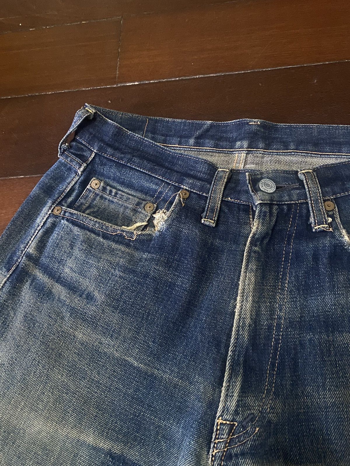 Denime FIRE VINTAGE DENIME JAPAN BRAND FLARE JEANS DISTRESSED RIP Size US 32 / EU 48 - 8 Thumbnail