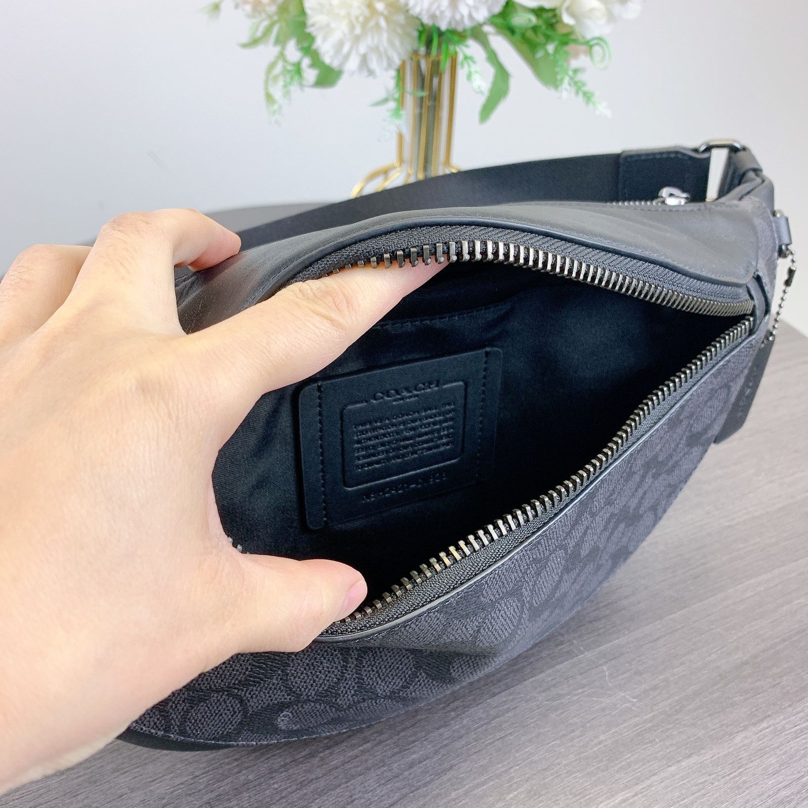 Coach Coach CV926 Warren Belt Bag Canvas IN Charcoal Black Size ONE SIZE - 6 Thumbnail