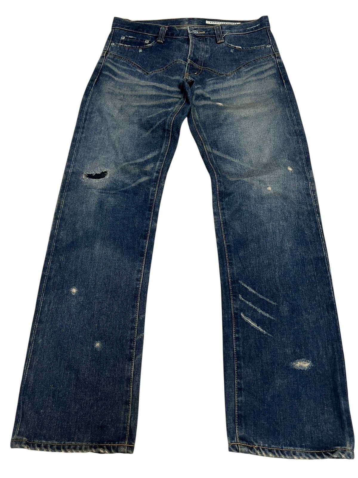 Issey Miyake VINTAGE SUNAOKUWAHARA SELVEDGE DISTRESSED ISSEY MIYAKE JEAN Size US 31 - 1 Thumbnail
