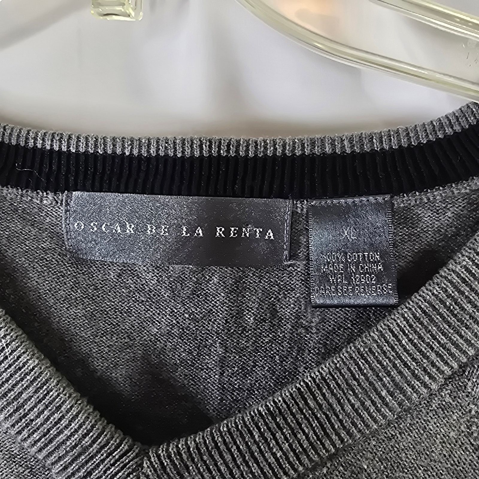 Oscar De La Renta Oscar de la Renta Cotton Gray Argyle Sweater Vest Size XL Size US XL / EU 56 / 4 - 3 Thumbnail