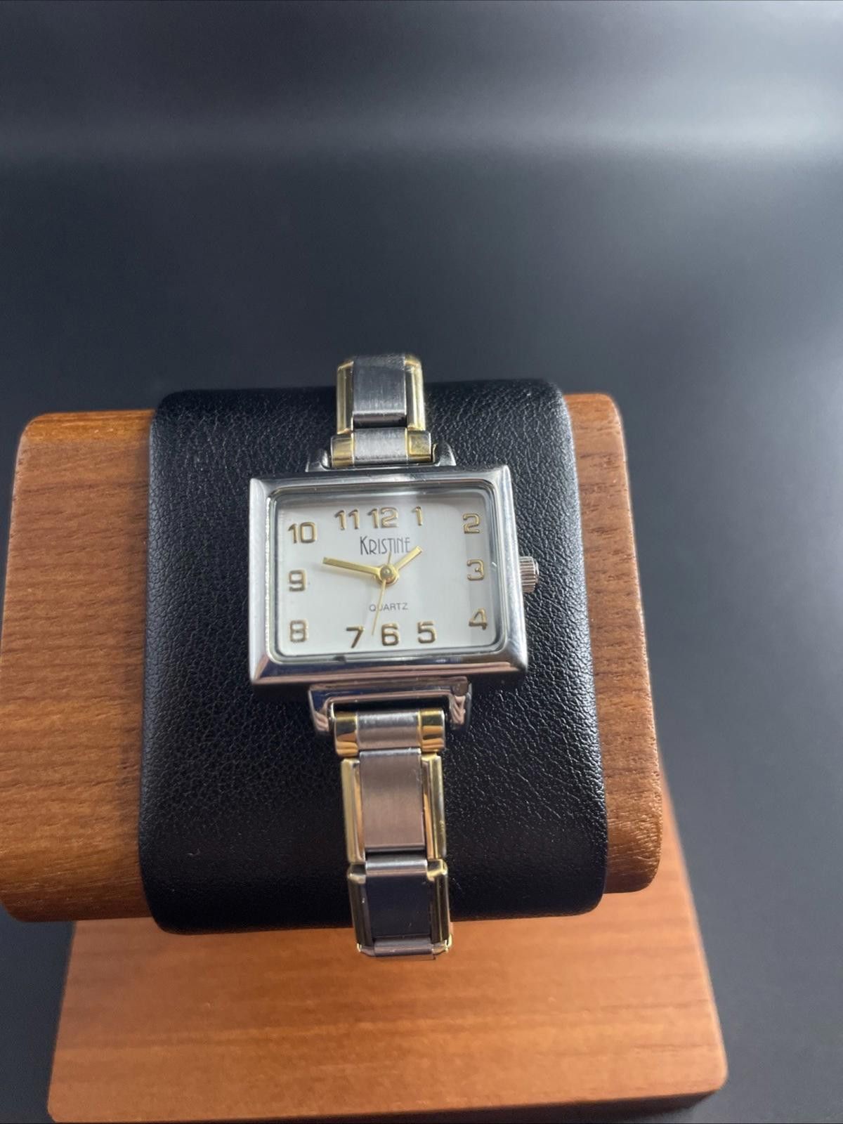 Designer Kristine Silver Tone Gold Accented Quartz Watch & New Batt Size ONE SIZE - 2 Thumbnail
