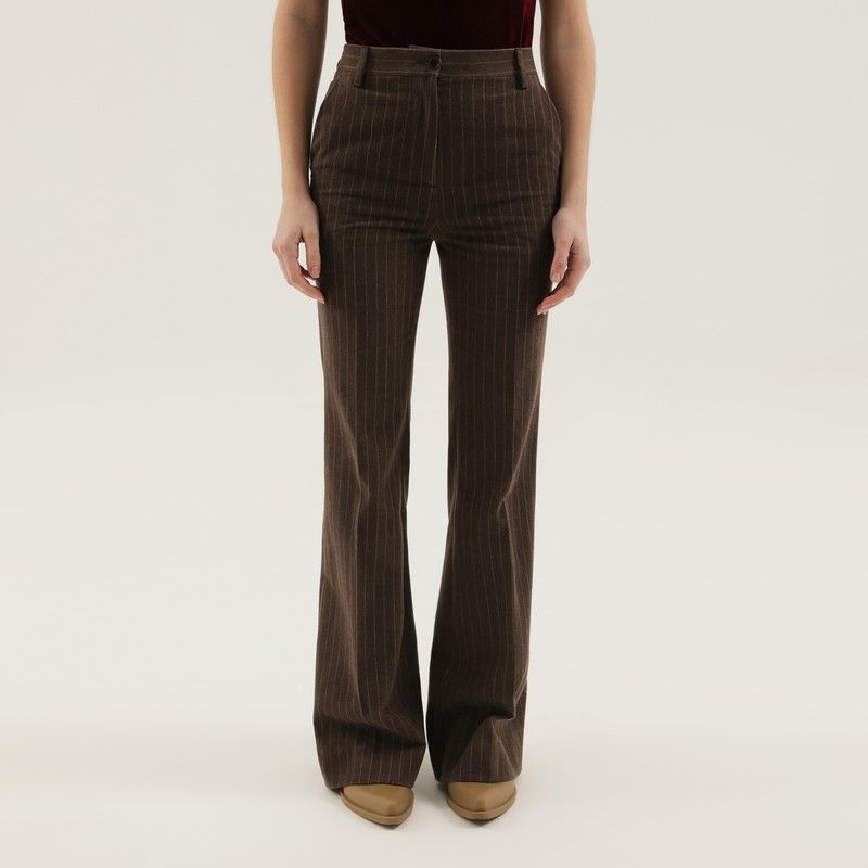 1989 STUDIO 1989 Studio Brown Striped Flared Pants Size 28" / US 6 / IT 42 - 1 Thumbnail