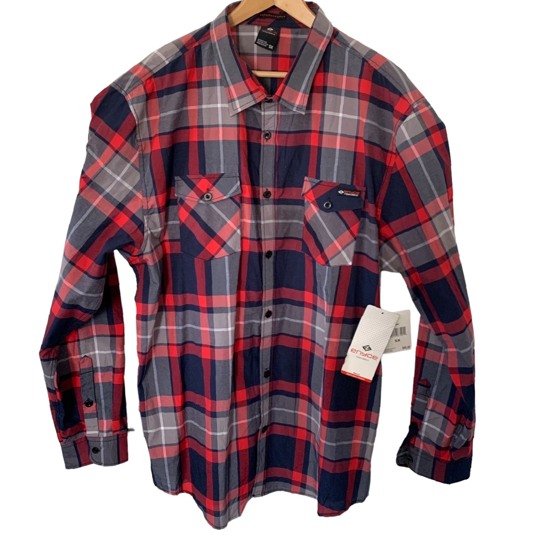 Enyce enyce Shirt Big 3X Mens Long Sleeve Button-Up Plaid Multicolor Cotton Blend Casual Urban Size US XXL / EU 58 / 5 - 3 Thumbnail