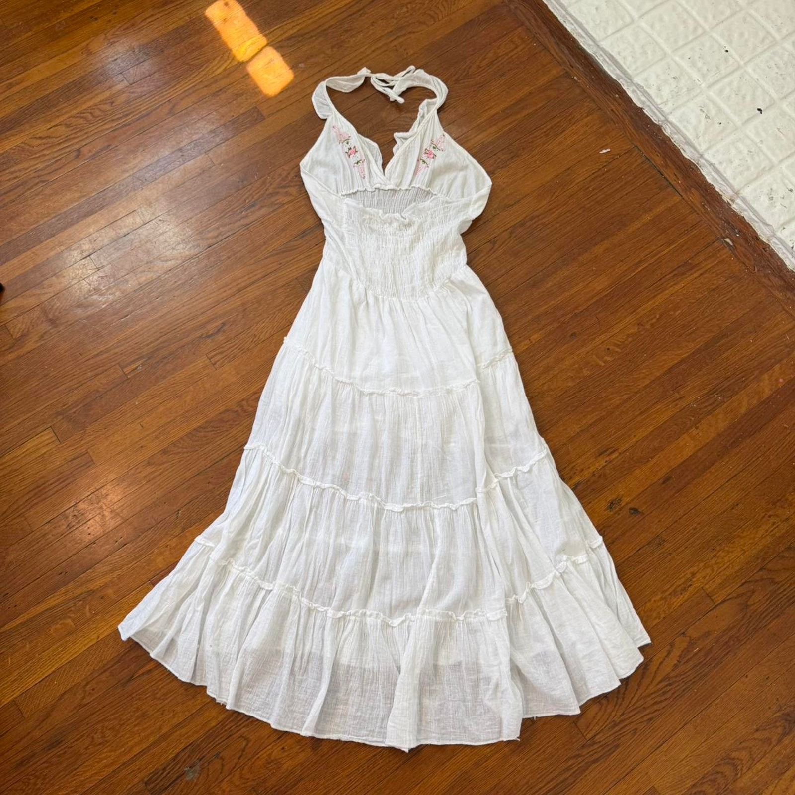 Vintage ✿ romantic cottagecore embroidered halter dress ✿ Size XL / US 12-14 / IT 48-50 - 5 Thumbnail