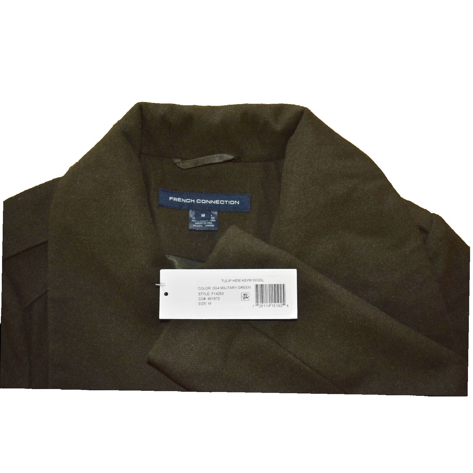French Connection NWT FRENCH CONNECTION 0G4 Military Green Asym Wool Coat Sz M Size M / US 6-8 / IT 42-44 - 6 Thumbnail
