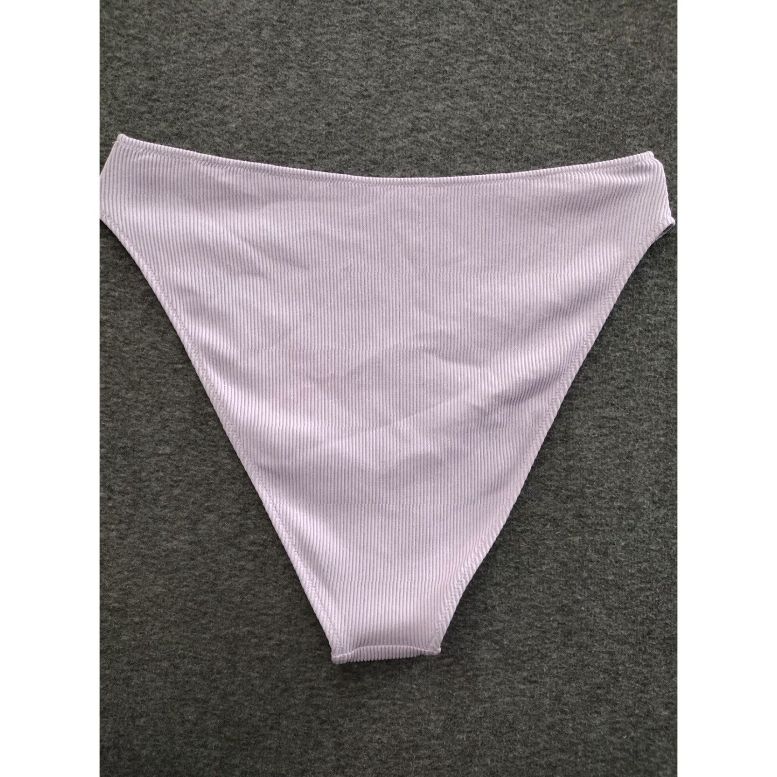 Vintage Shade & Shore Women's Ribbed High Rise Cheeky Bikini Bottom Light Purple XL Size 40" / US 18 - 2 Thumbnail