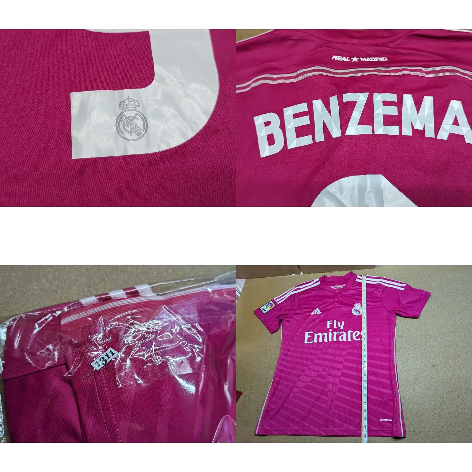 Adidas Adidas Real Madrid Benzema Jersey 2014-2015 Away Football Mens Shirt Size S Pink Short Sleeve T-Shirt Size US S / EU 44-46 / 1 - 8 Thumbnail