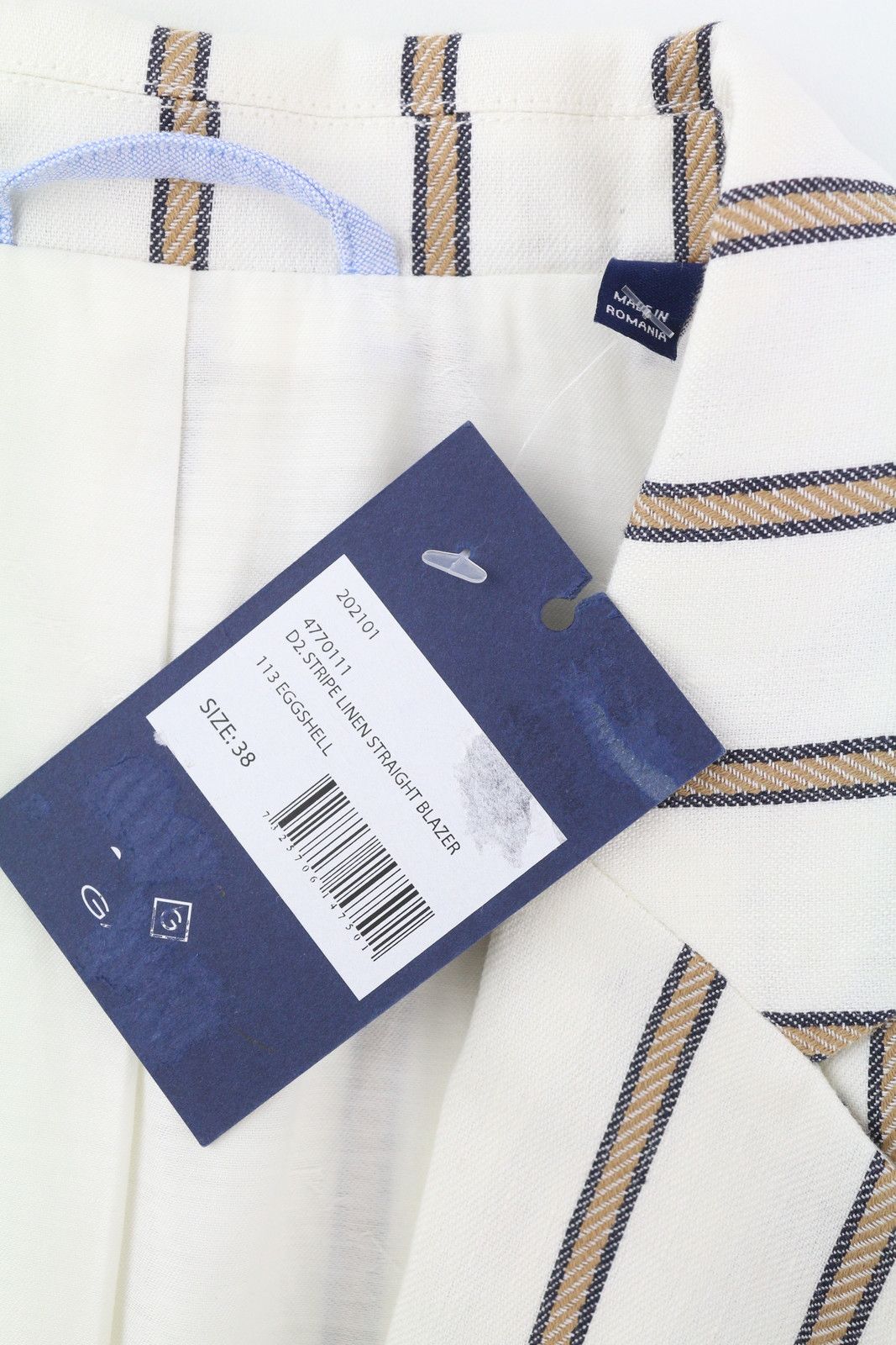 Gant STRIPE LINEN STRAIGHT EU38 Off-White Linen Blend 85338 Size M / US 6-8 / IT 42-44 - 7 Thumbnail