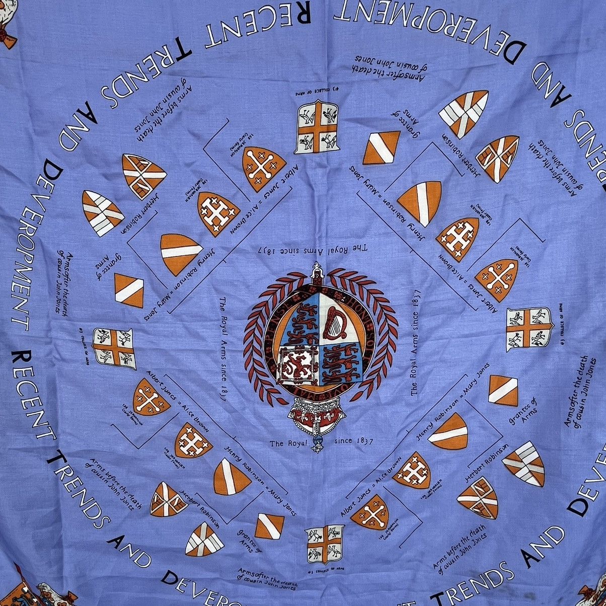 Other Vintage Blue And Purple Scarf With Heraldic Designs Size ONE SIZE - 2 Thumbnail