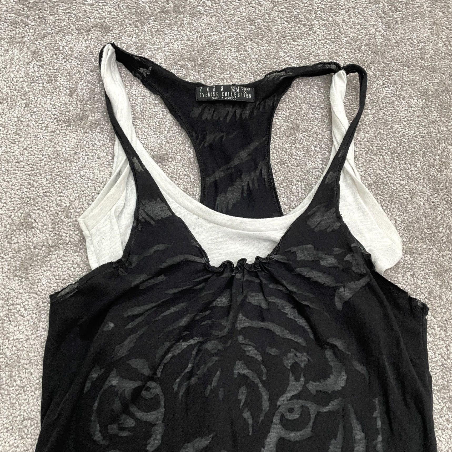 Zara Zara Tank Womens Medium Black White Racerback Casual Lion Size M / US 6-8 / IT 42-44 - 4 Thumbnail