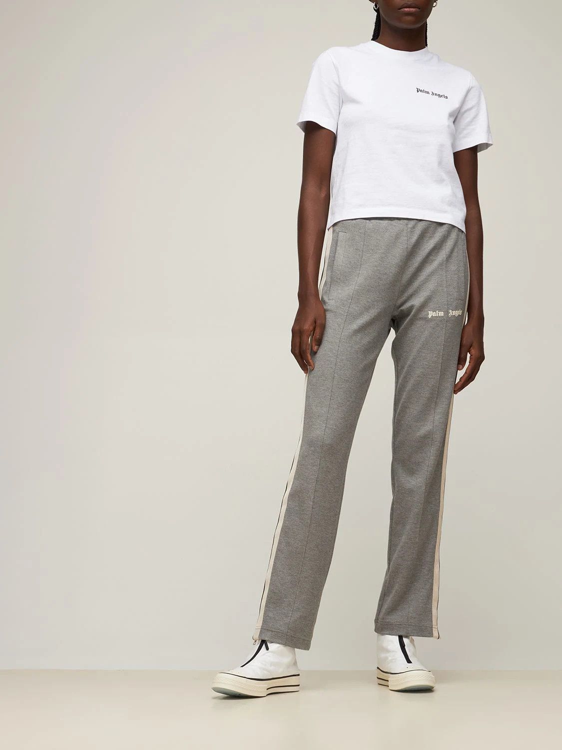 Palm Angels o1s22i1n0824 Round-Neck Short Sleeve T-Shirt in White Size M / US 6-8 / IT 42-44 - 2 Thumbnail