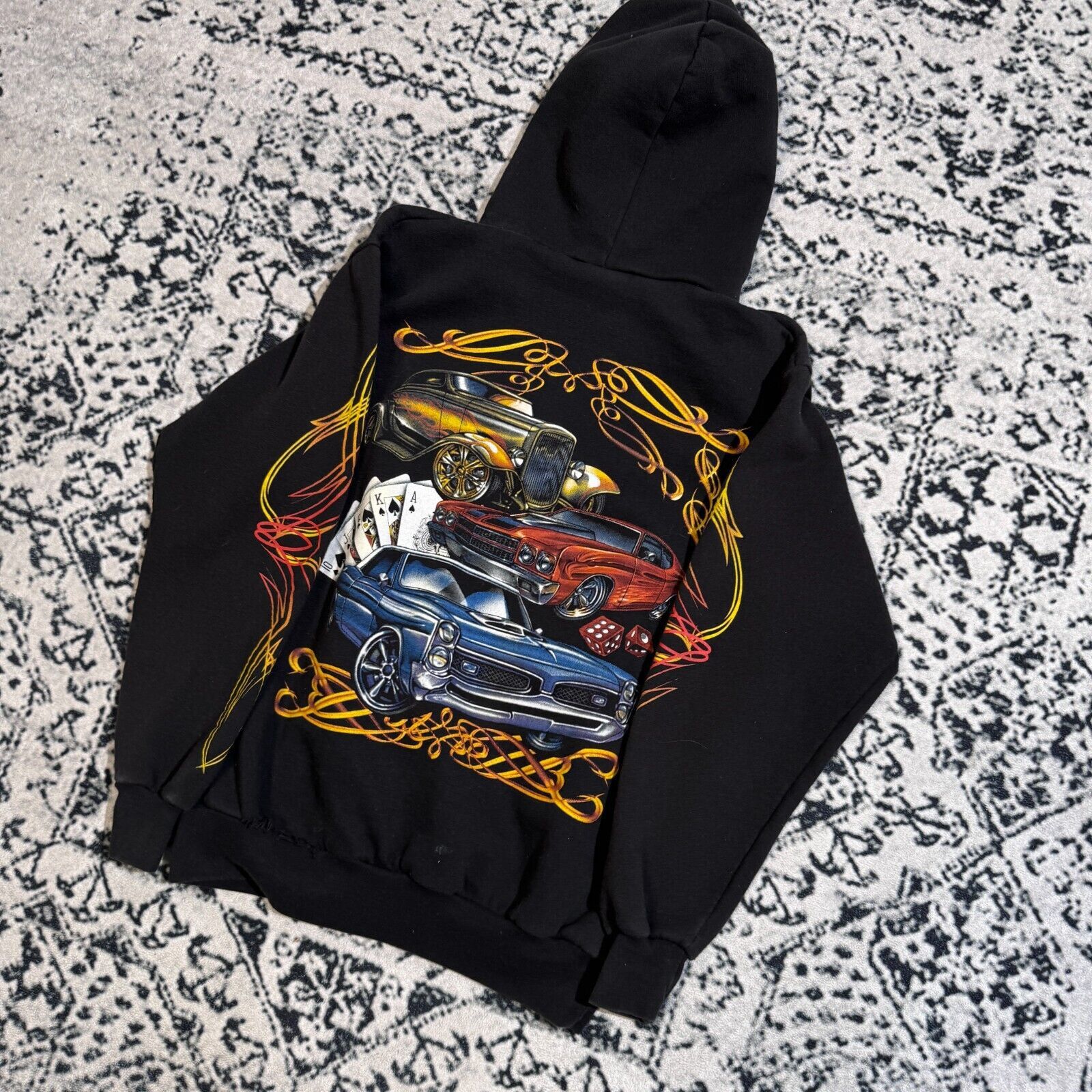 Vintage Vintage Black Cotton Hoodie Size S 90s Gambling Card Car Y2K Size US S / EU 44-46 / 1 - 10 Thumbnail